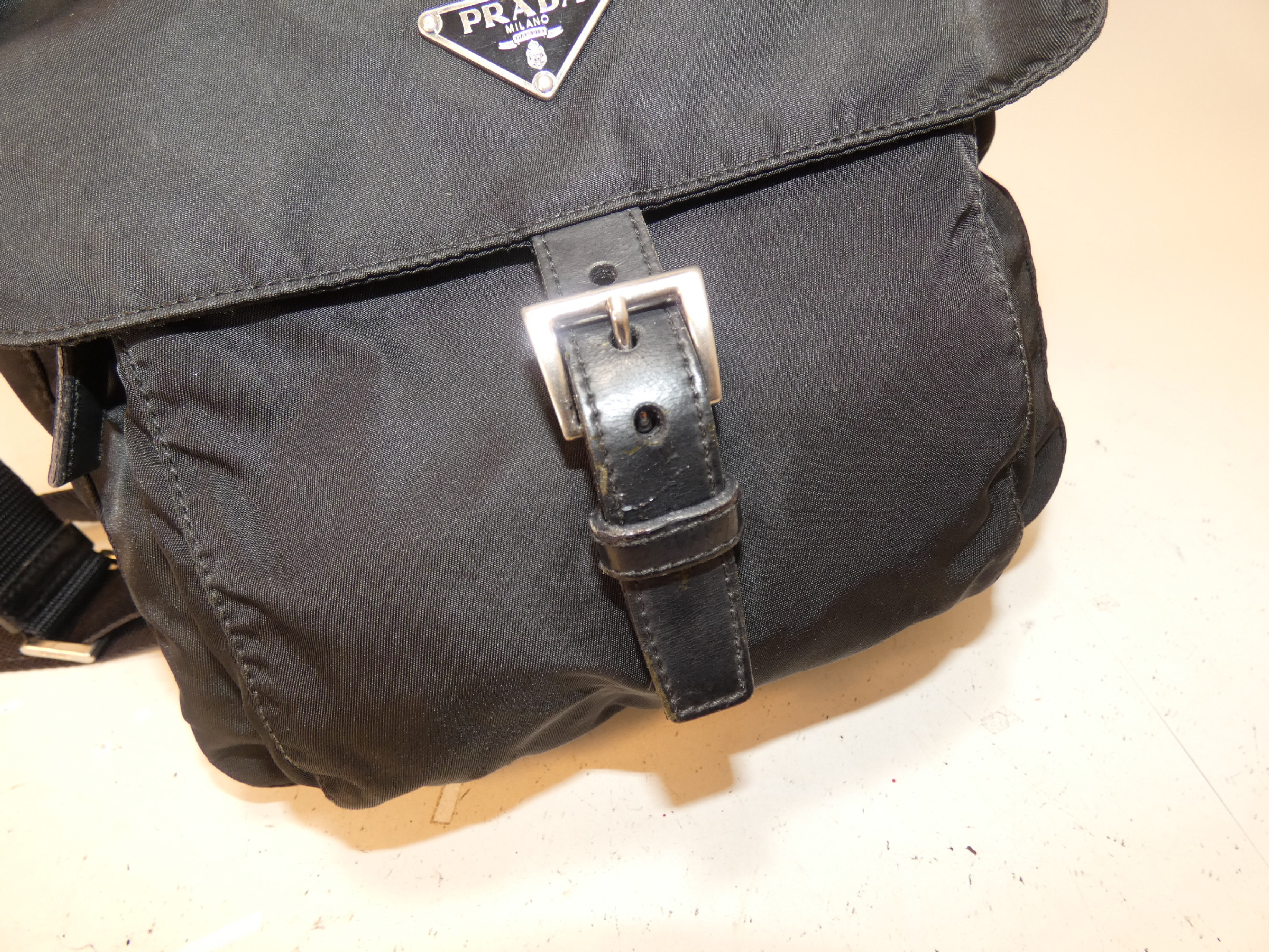 Front Belt Nylon Black Shoulder Bag — view 8