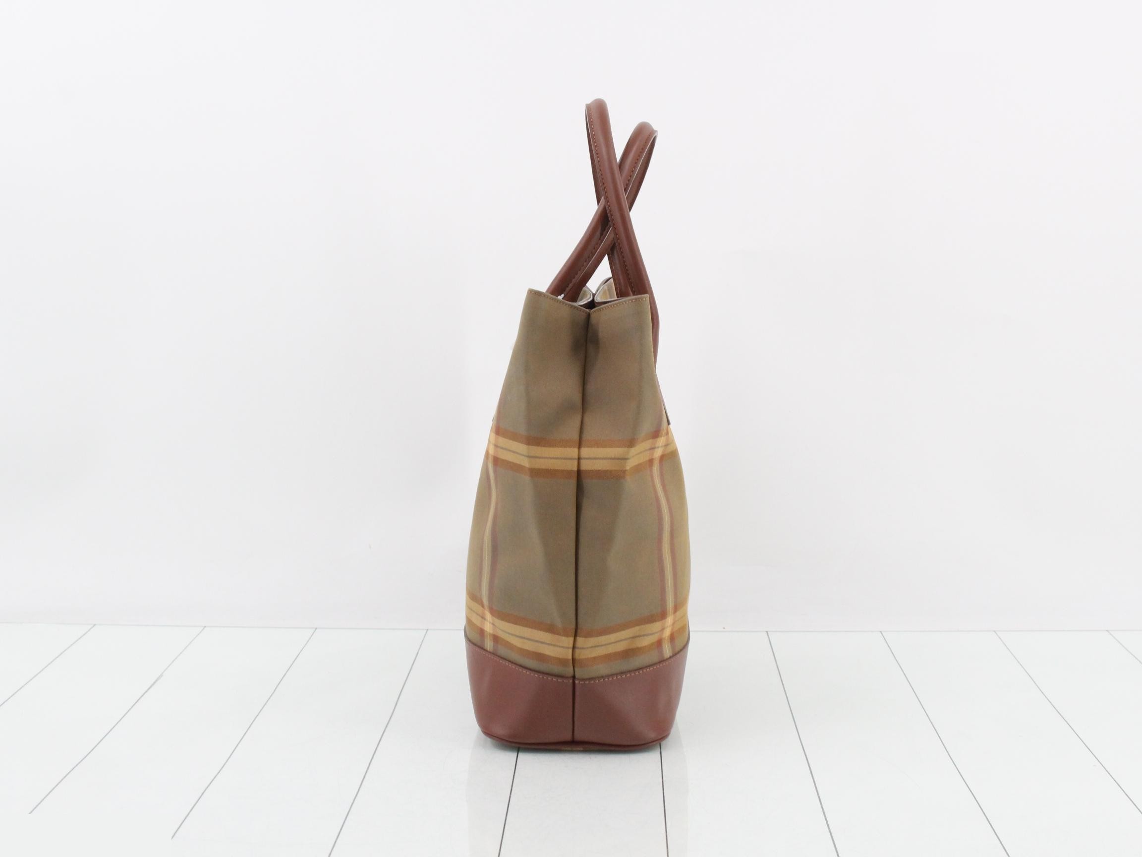 handbag for women, khaki brown check pattern, horse logo. — view 4