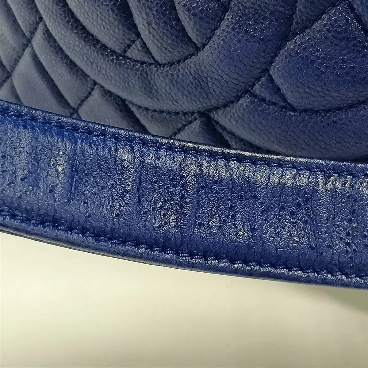 GST Caviar Skin Chain Tote Bag, Blue, Silver Hardware, 13520876, Serial Number 13 — view 13