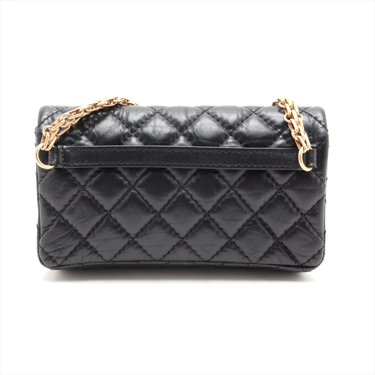 2.55 Vintage Calfskin Waist Pouch, Black with Gold Hardware, 27556983, Serial Number 27 — view 2