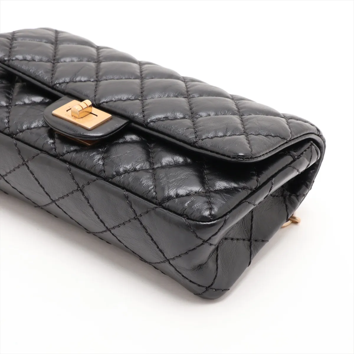 2.55 Vintage Calfskin Waist Pouch, Black with Gold Hardware, 27556983, Serial Number 27 — view 3
