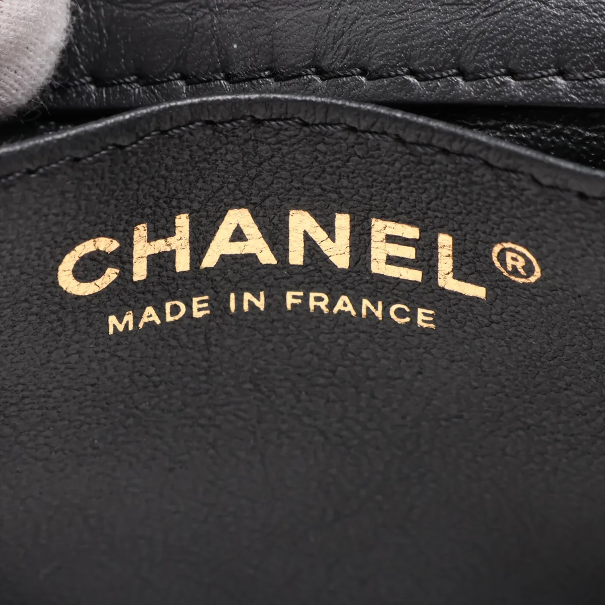 2.55 Vintage Calfskin Waist Pouch, Black with Gold Hardware, 27556983, Serial Number 27 — view 8