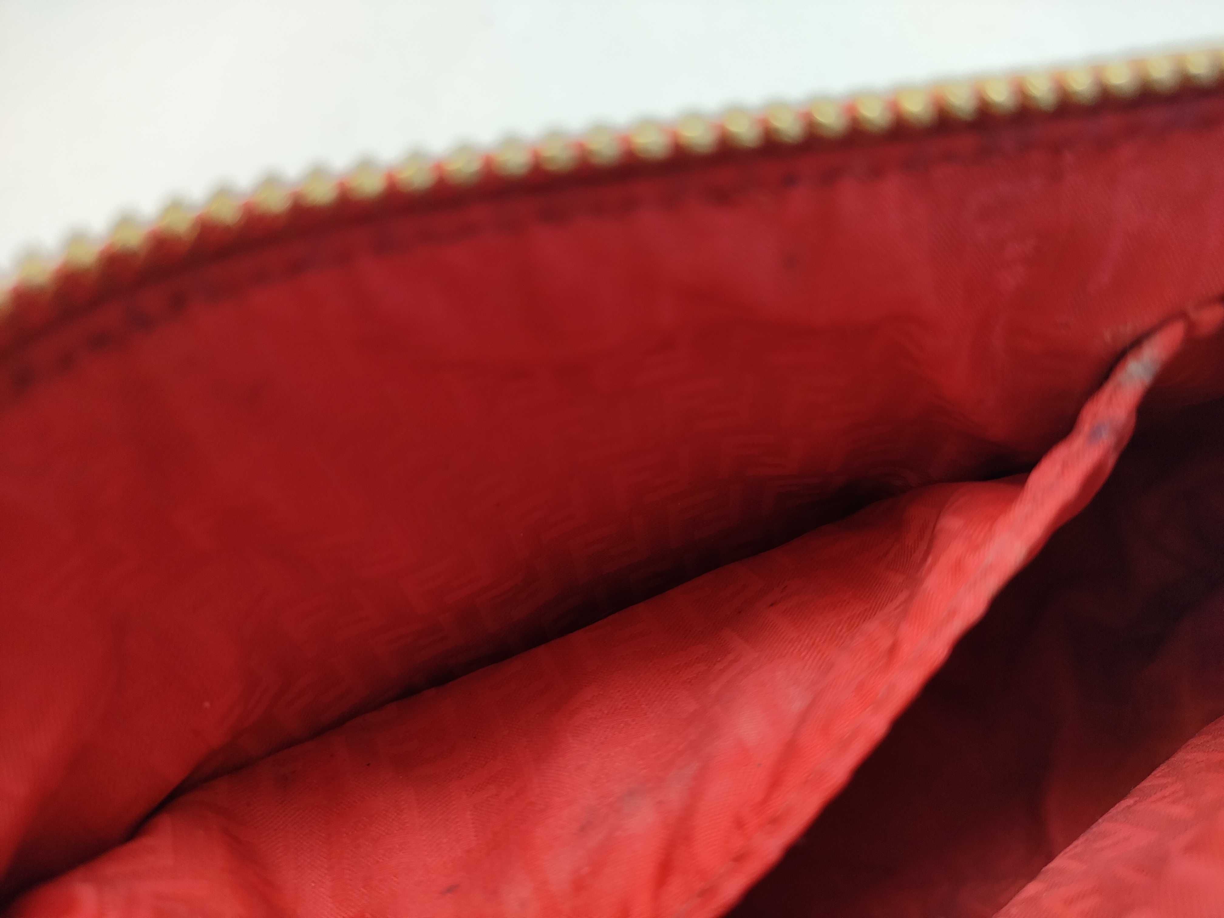 Zucca pattern accessory pouch, handbag, with gold chain and FF hardware. — view 12