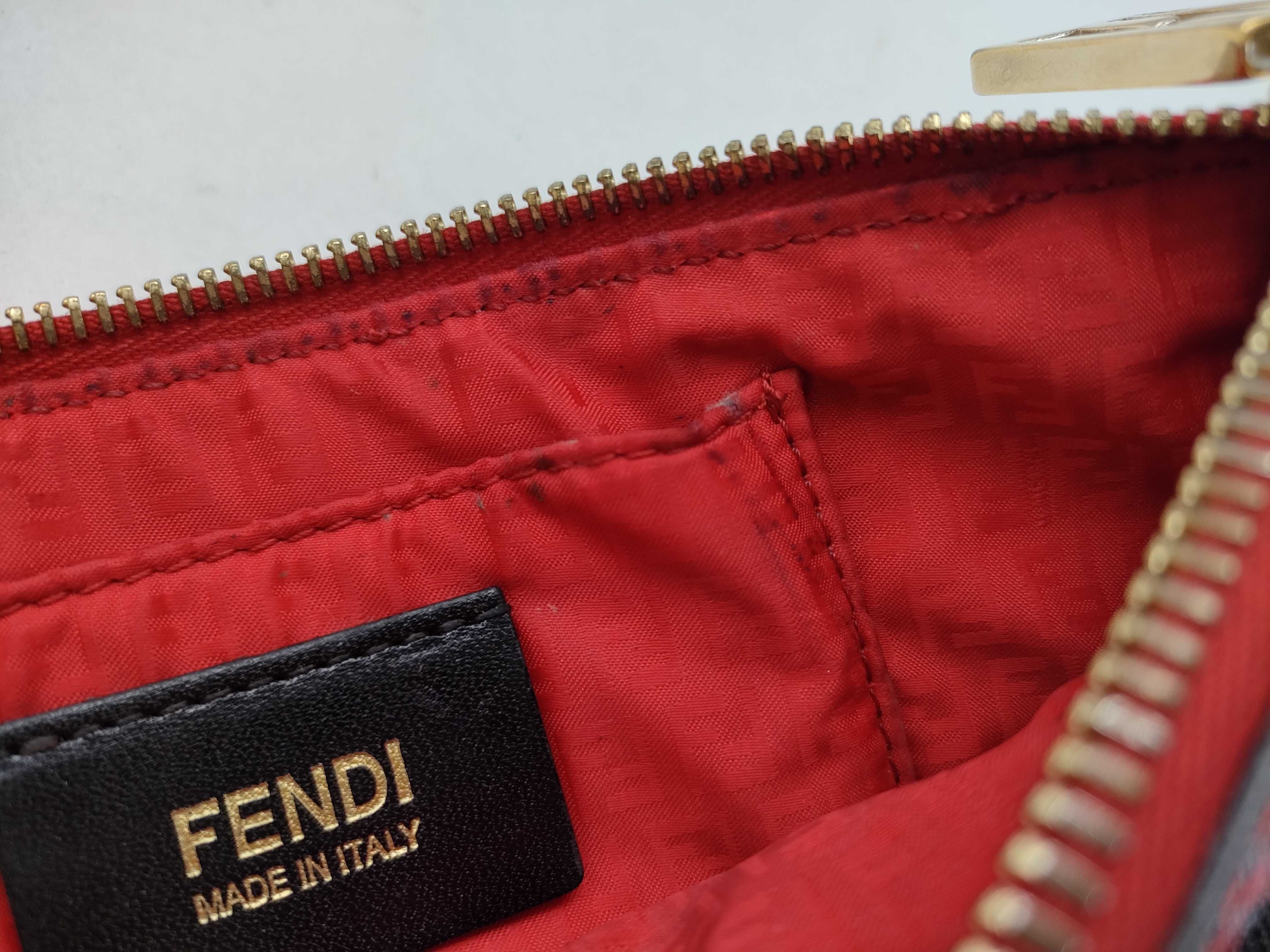 Zucca pattern accessory pouch, handbag, with gold chain and FF hardware. — view 14