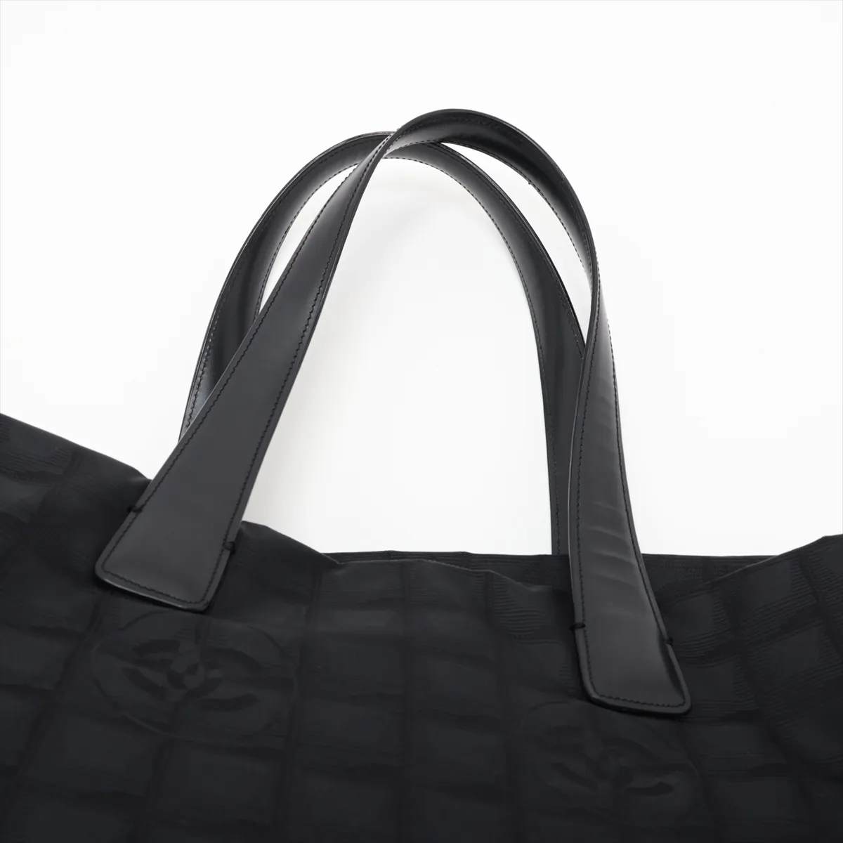 New Travel Line Nylon x Leather Tote Bag, Black with Gold Hardware, 10335674 (Serial Number in the 10s) — view 6