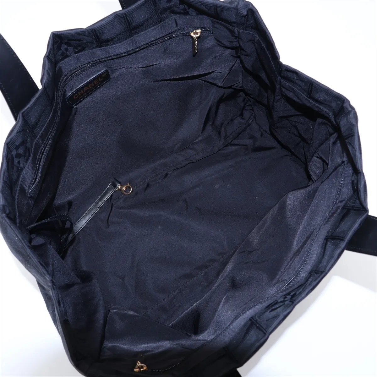 New Travel Line Nylon x Leather Tote Bag, Black with Gold Hardware, 10335674 (Serial Number in the 10s) — view 7