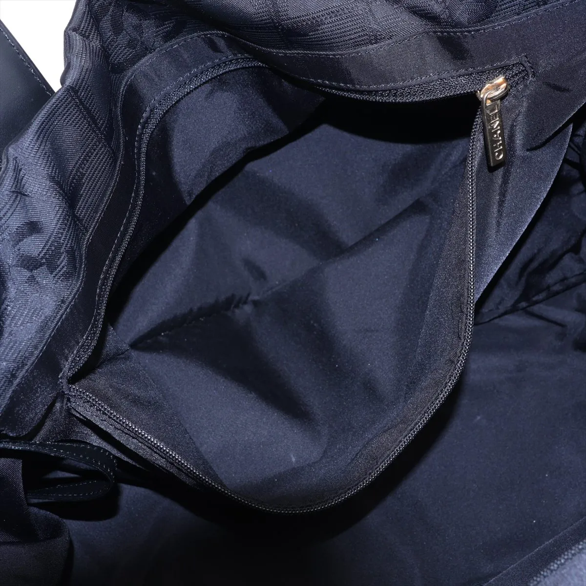 New Travel Line Nylon x Leather Tote Bag, Black with Gold Hardware, 10335674 (Serial Number in the 10s) — view 8