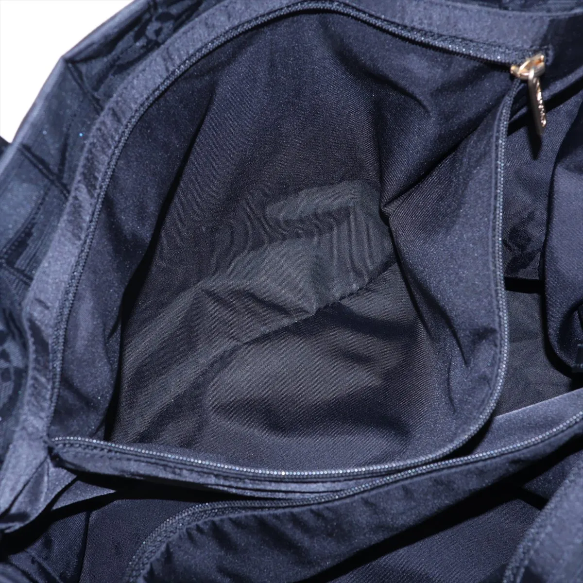 New Travel Line Nylon x Leather Tote Bag, Black with Gold Hardware, 10335674 (Serial Number in the 10s) — view 9