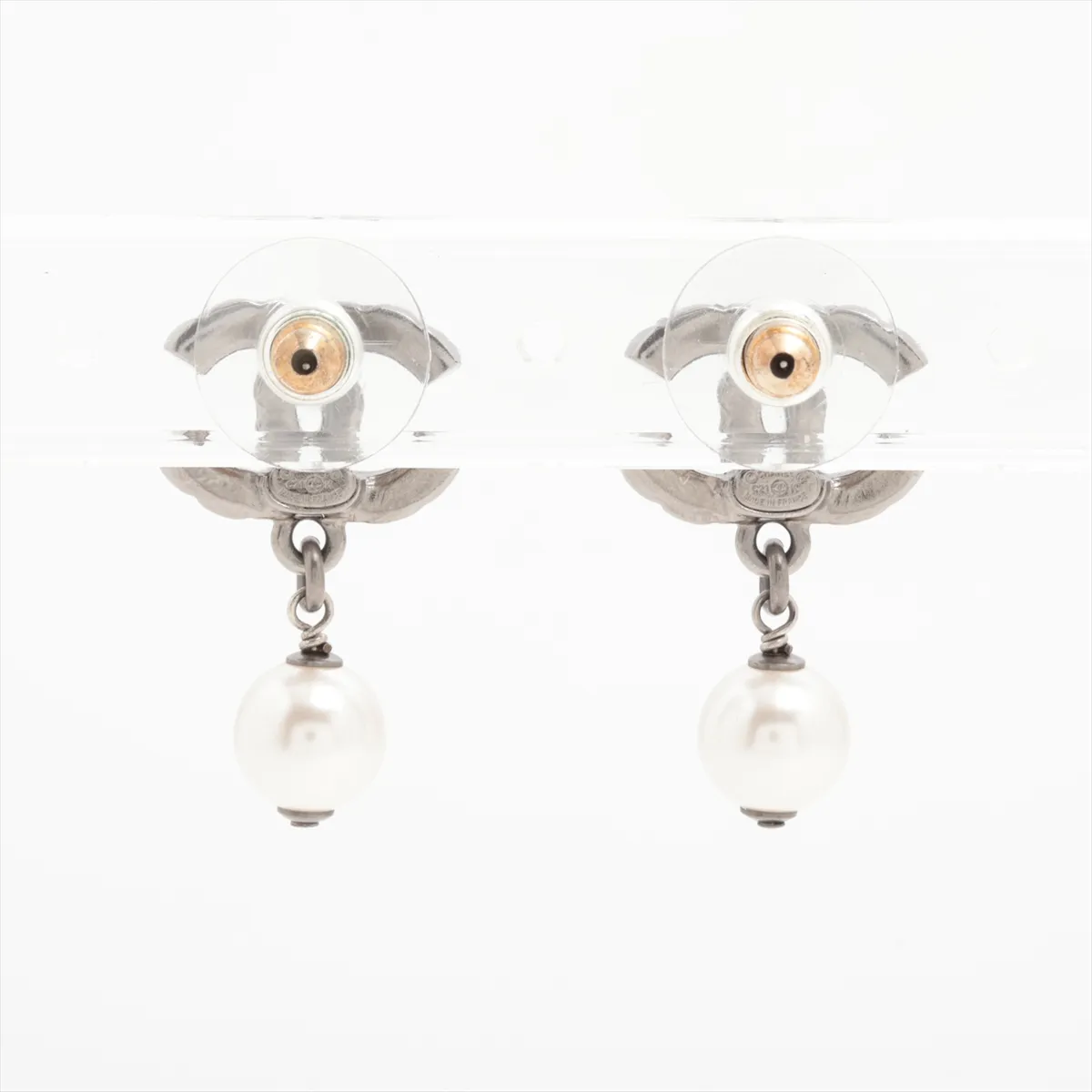 Coco Mark C21K Earrings (Pair) Metal x Rhinestone x Faux Pearl - — view 2