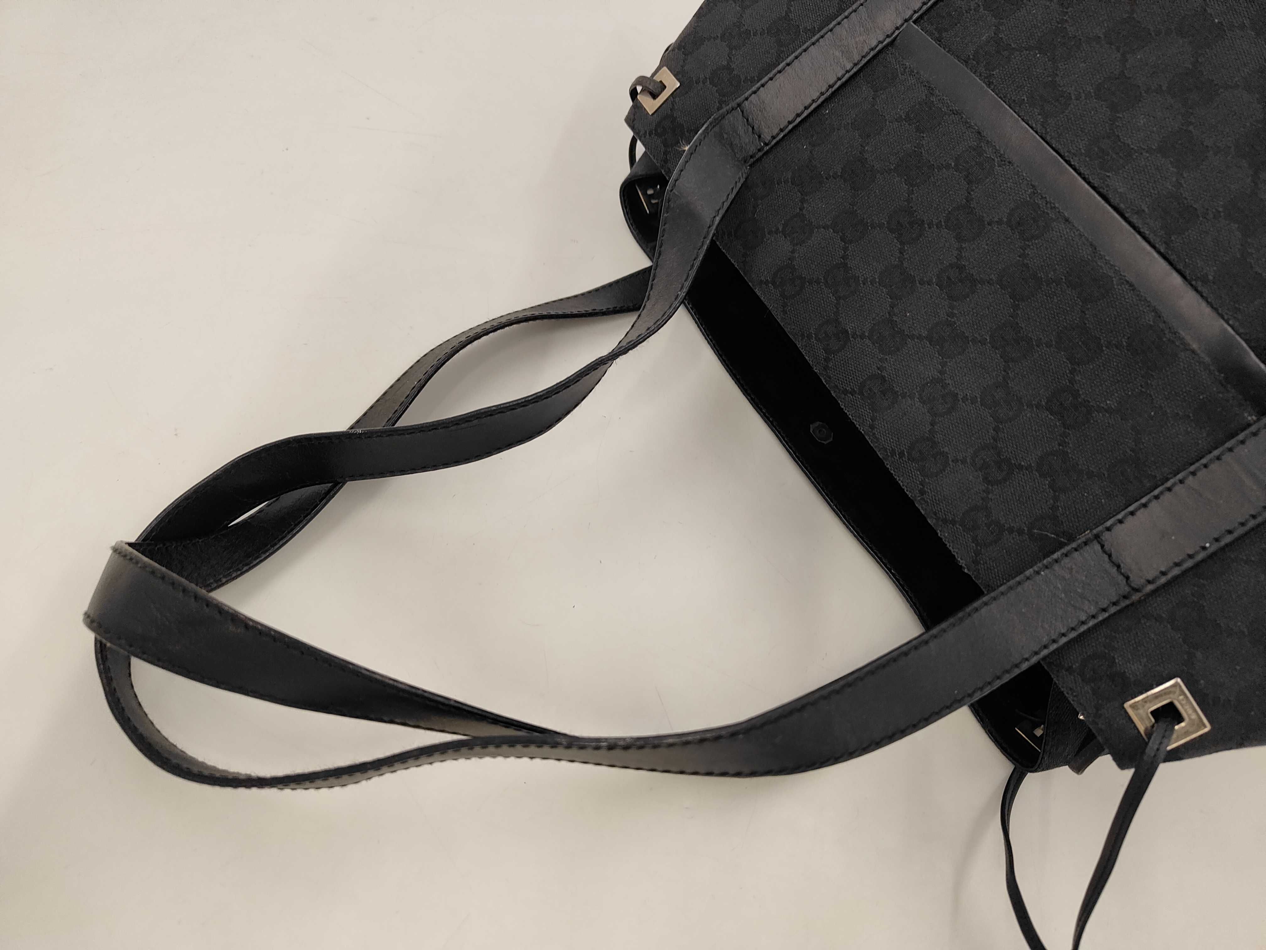 GG Canvas Tote Bag, Black Shoulder Bag (GG Canvas x Leather) — view 5