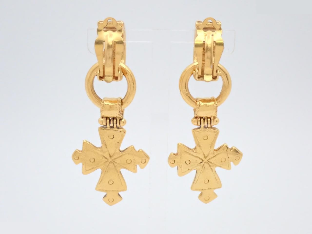 Coco Mark Swing Cross Earrings, GP 94P, 2.7 x 6.5 cm — view 2