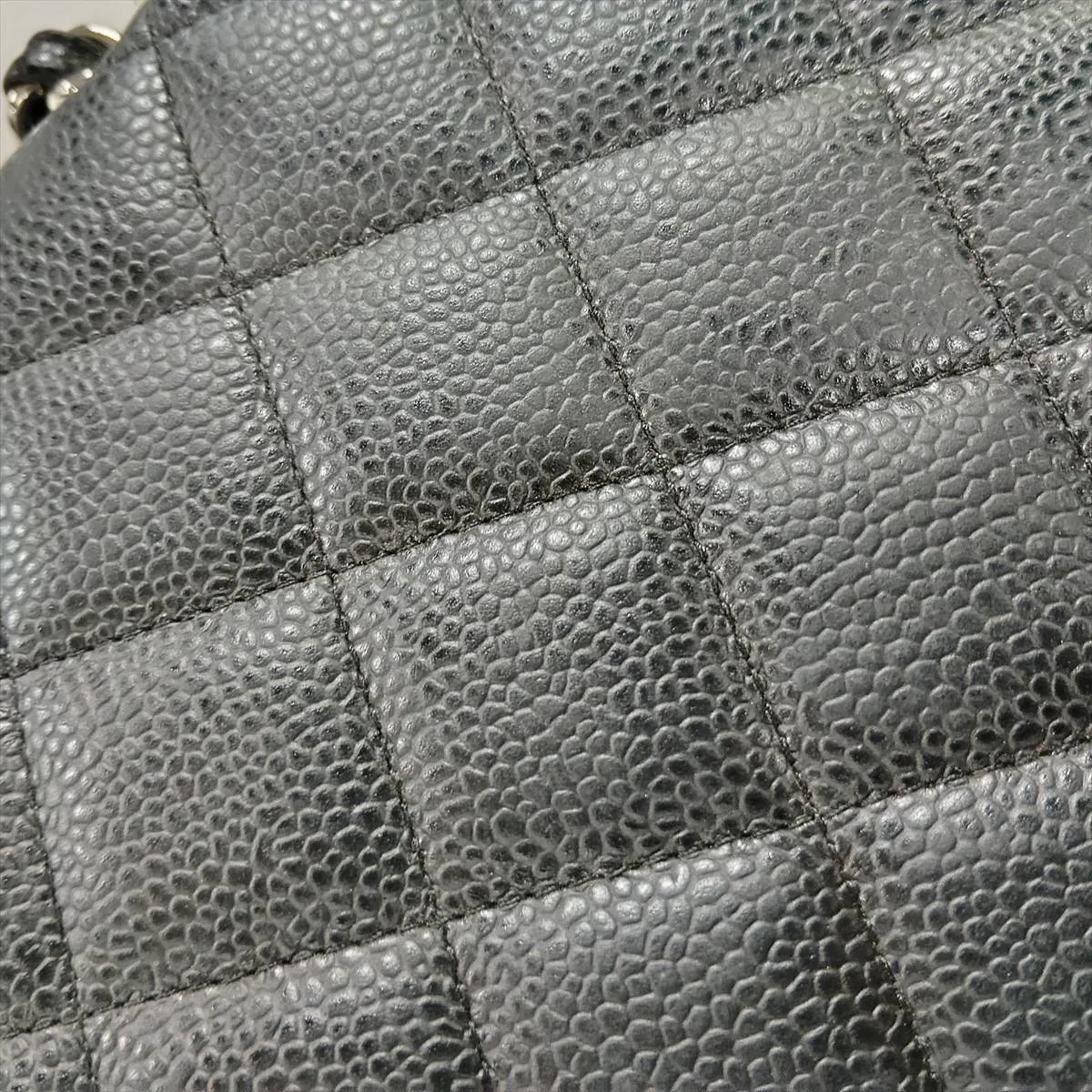 Large Matelassé 30 Caviar Skin Single Flap Double Chain Bag, Black with Silver Hardware, 14109780, Serial Number 14-series, A28600 — view 15