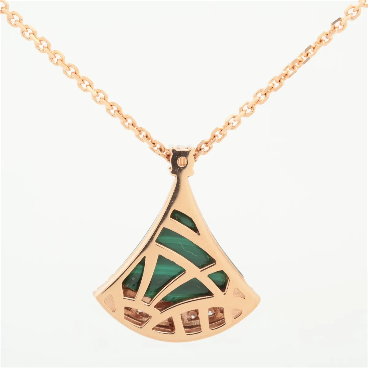 Diva's Dream Malachite Diamond Necklace, 750 (PG), 6.1g, 7K7V6F, 361252, QR code scannable, no guarantee shop information or date listed. — view 2