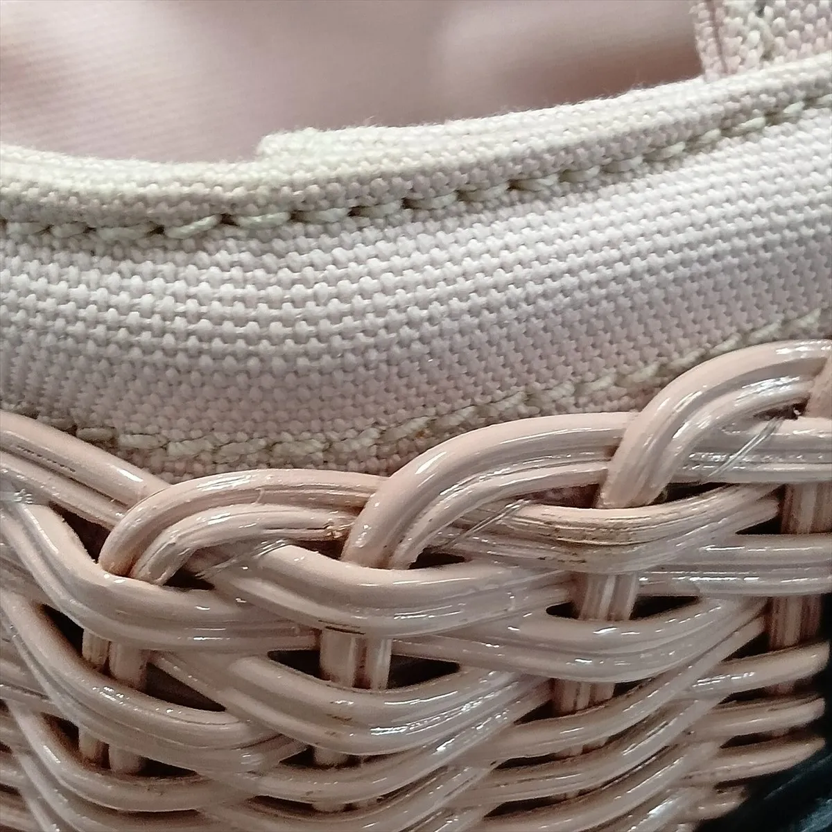 Canapa Wicker 1BG835 Rattan x Canvas Handbag Pink — view 11