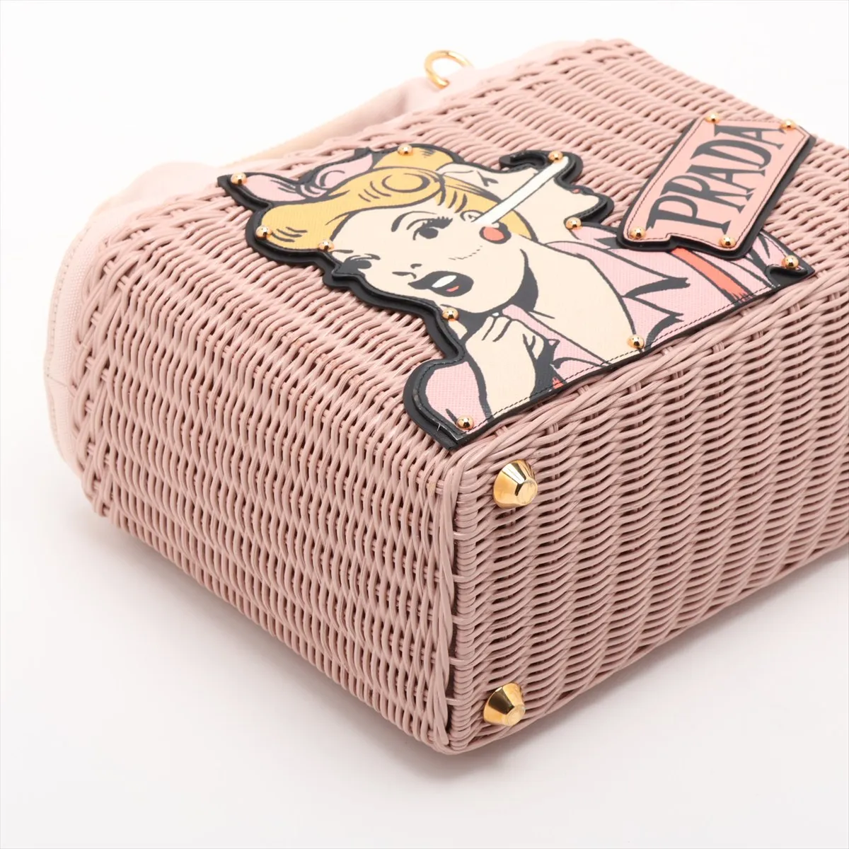 Canapa Wicker 1BG835 Rattan x Canvas Handbag Pink — view 4