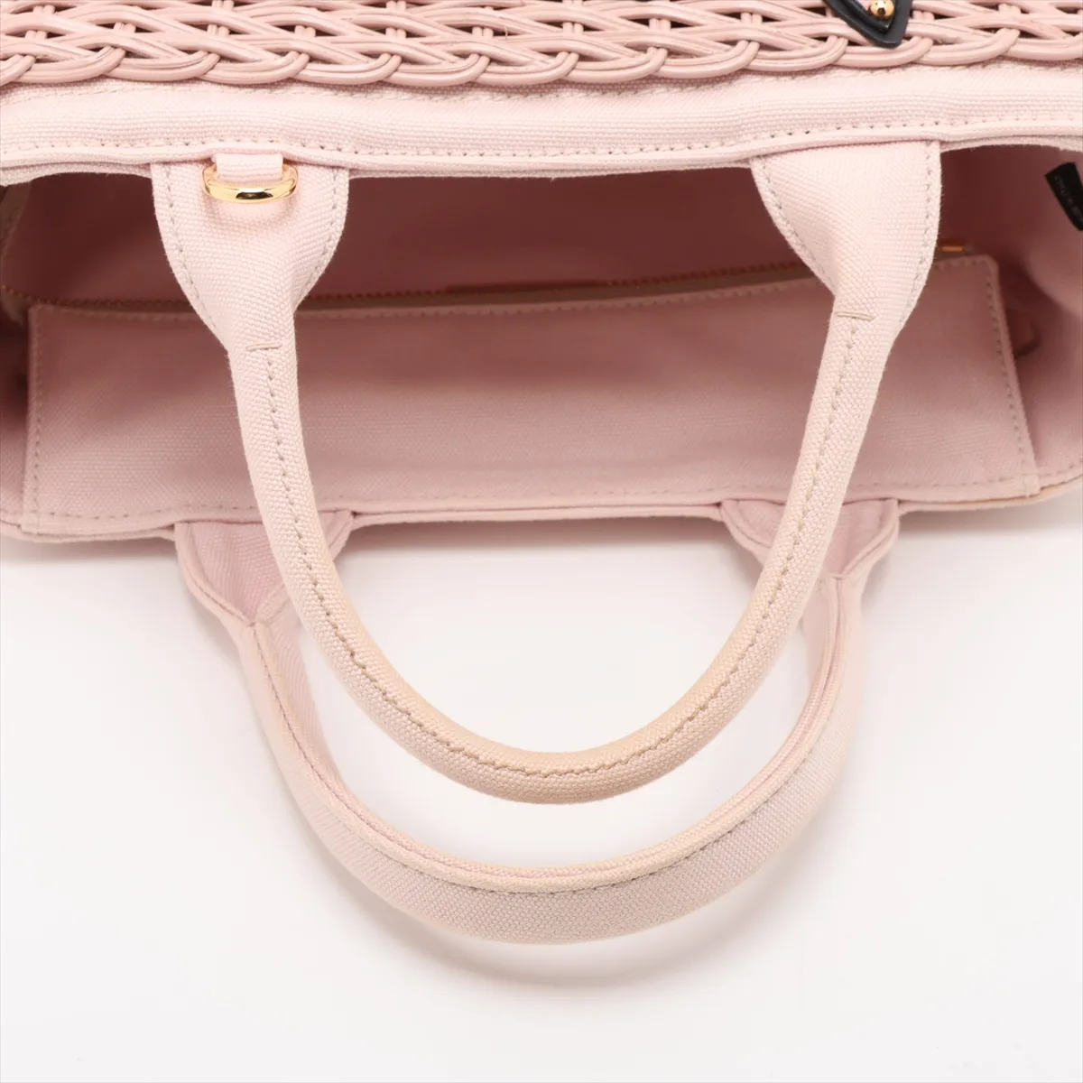 Canapa Wicker 1BG835 Rattan x Canvas Handbag Pink — view 5