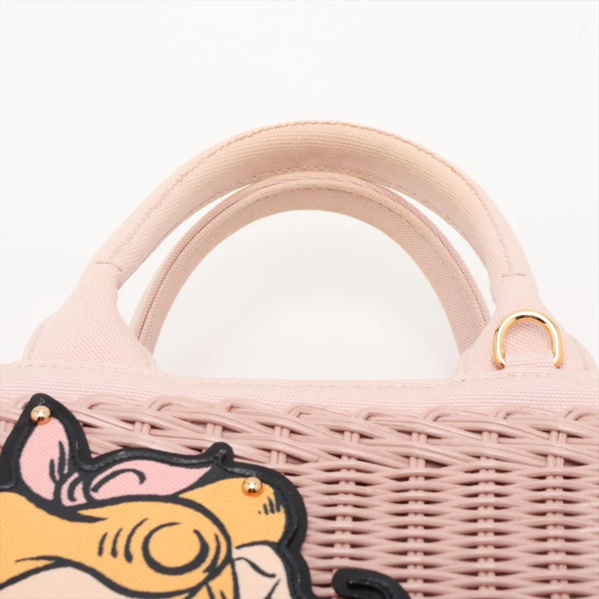 Canapa Wicker 1BG835 Rattan x Canvas Handbag Pink — view 6