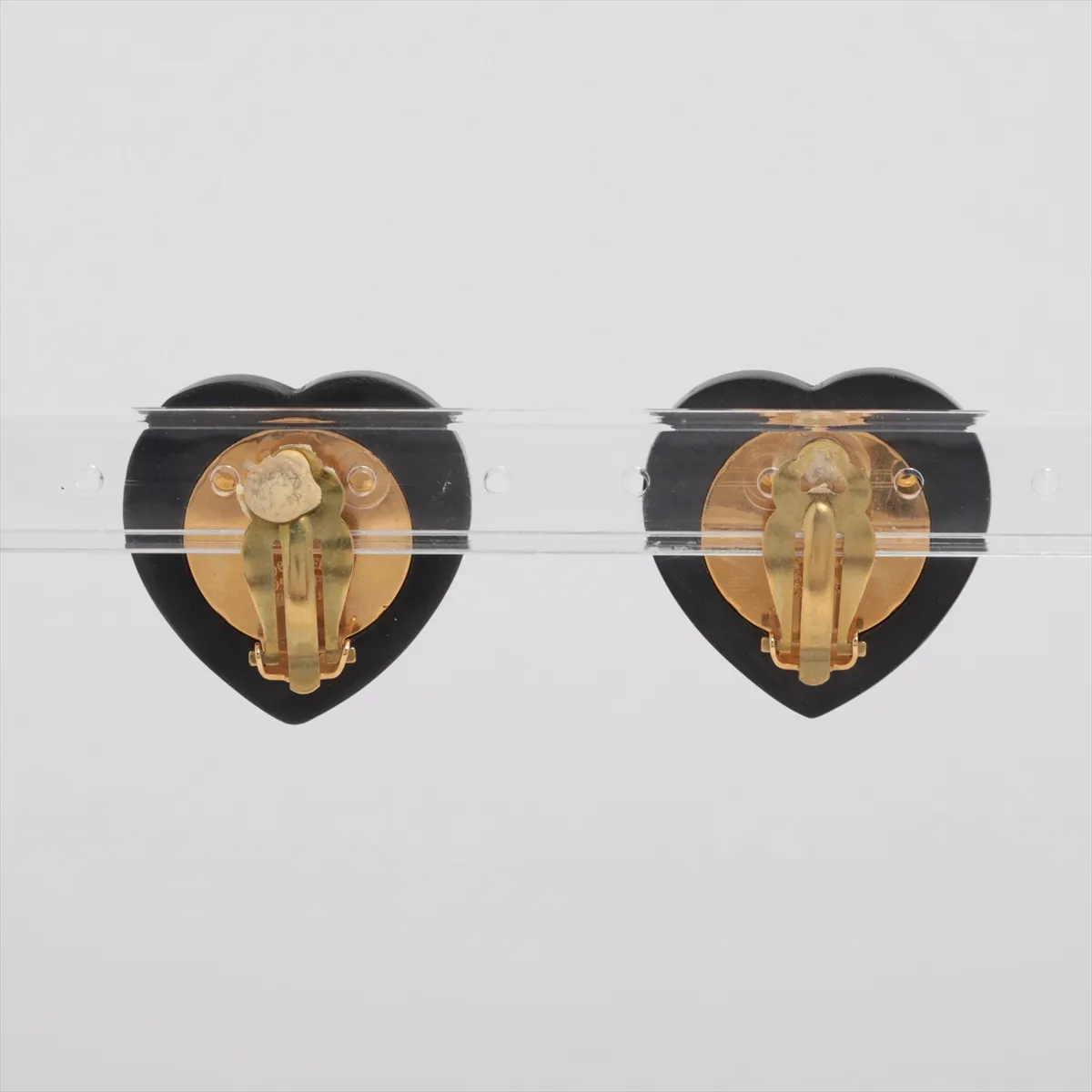 Coco Mark Heart 95P Earrings (Pair) GP x Resin x Rhinestone Red — view 2