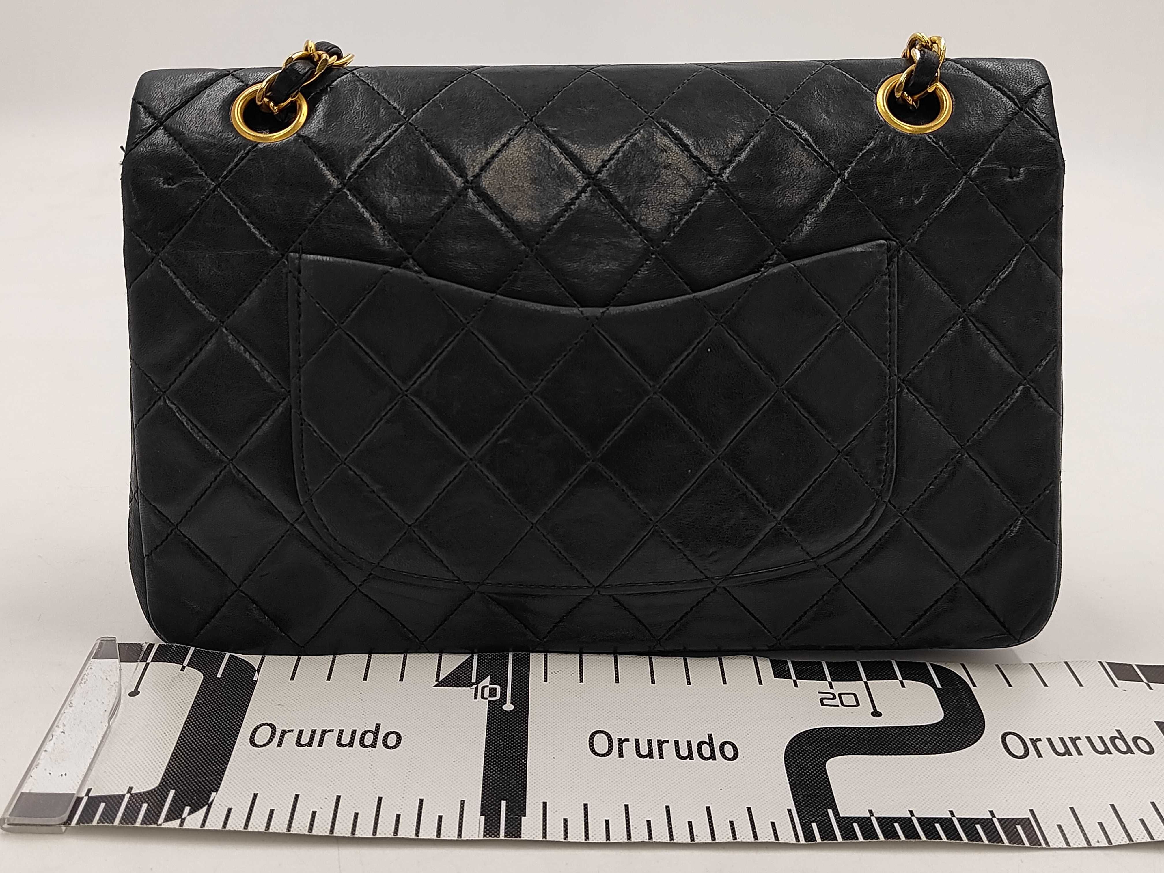 Matelassé Double Flap Black 25cm Shoulder Bag — view 2