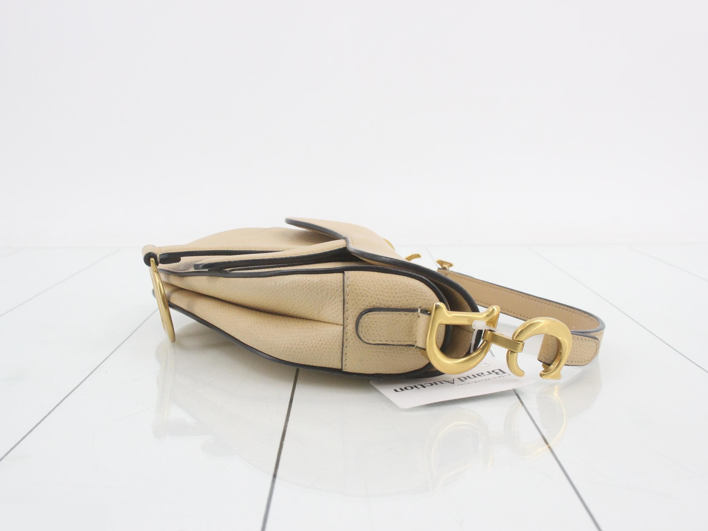 Saddle Bag, Leather, Beige — view 3