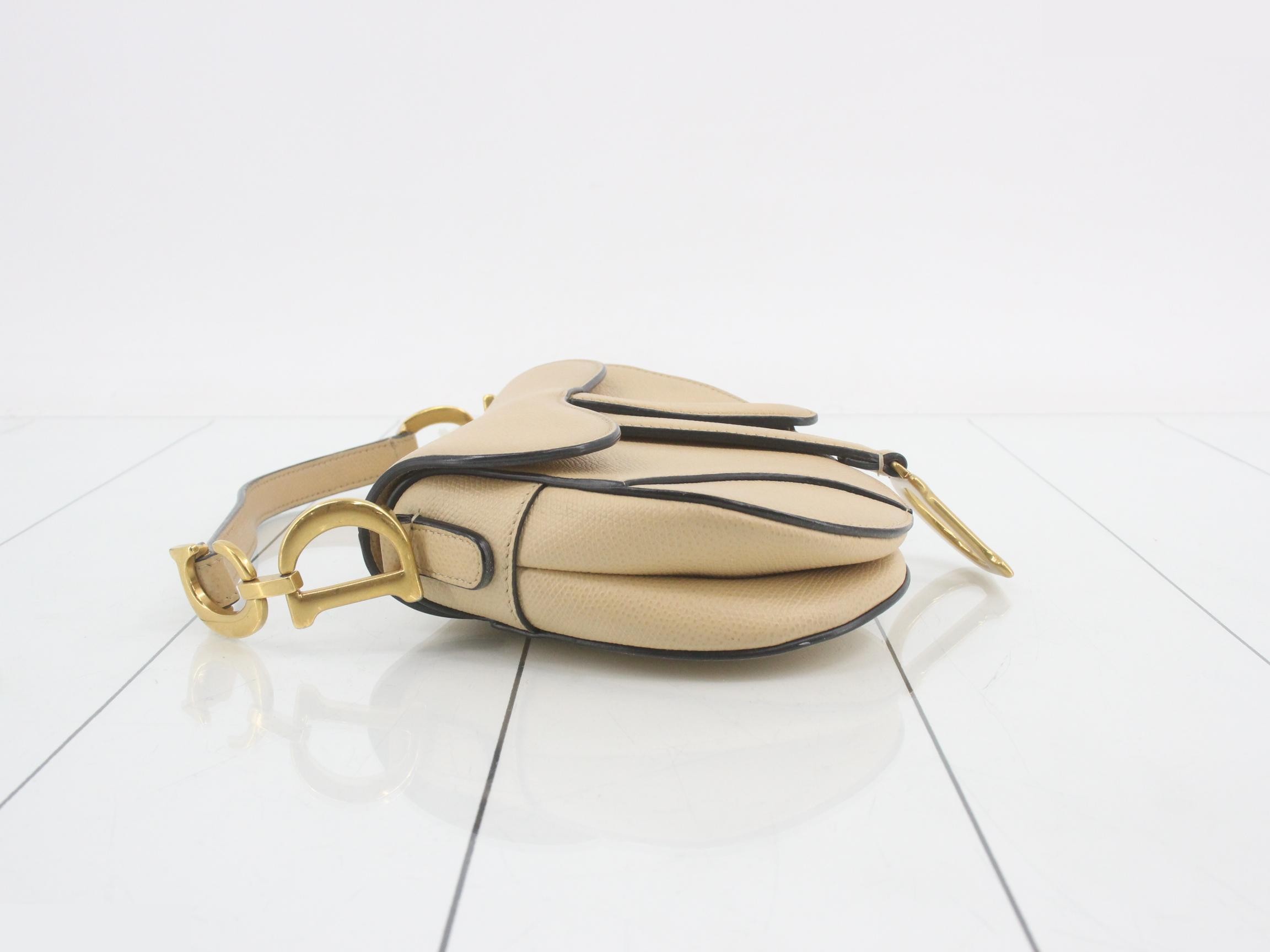 Saddle Bag, Leather, Beige — view 4