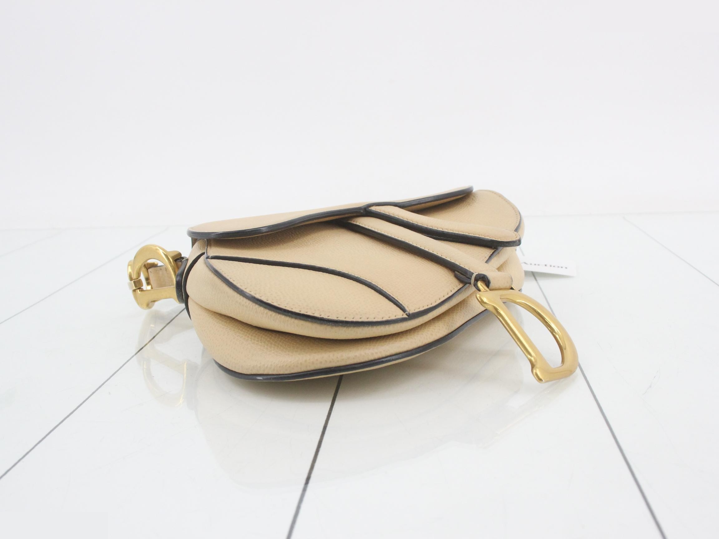 Saddle Bag, Leather, Beige — view 5