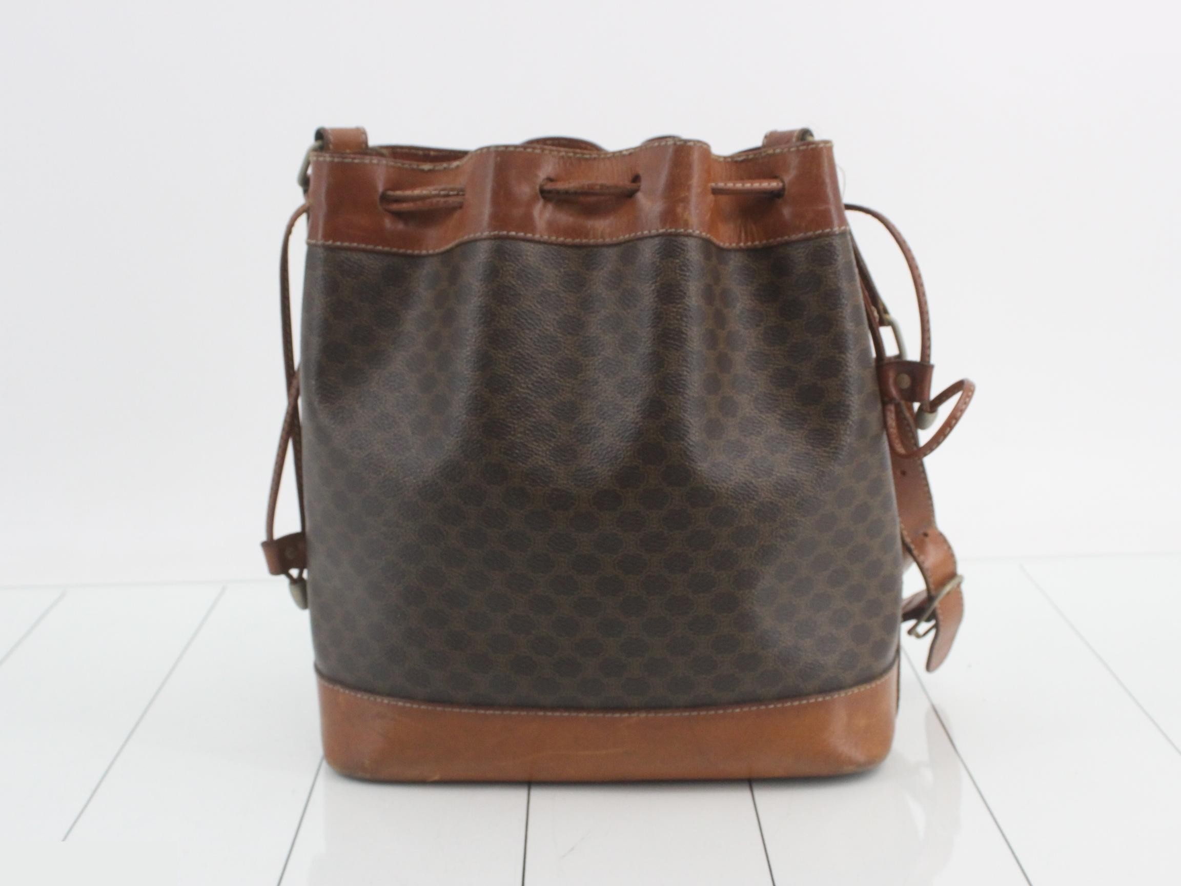 drawstring bag, shoulder bag, Macadam pattern, brown — view 2