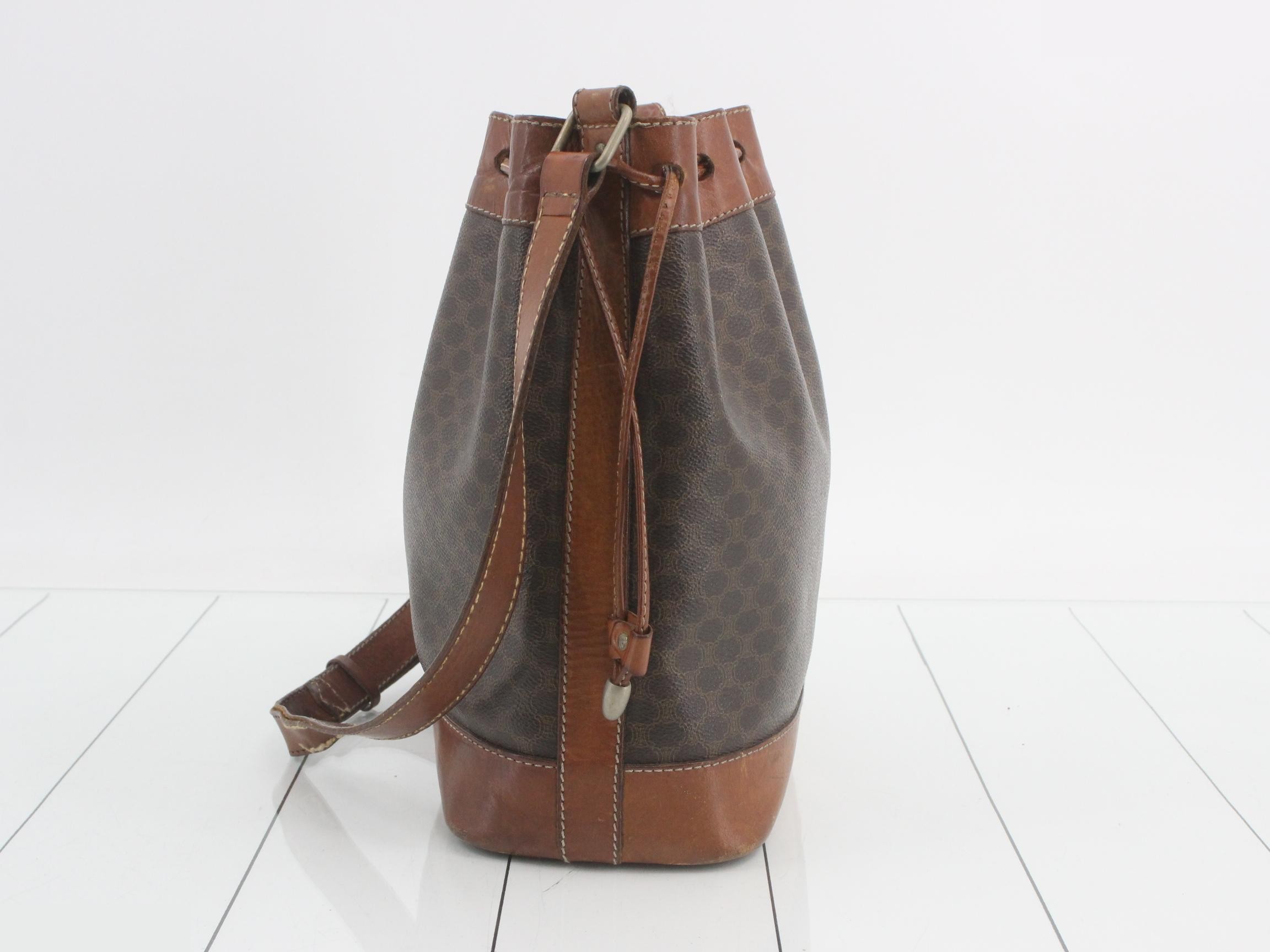 drawstring bag, shoulder bag, Macadam pattern, brown — view 3