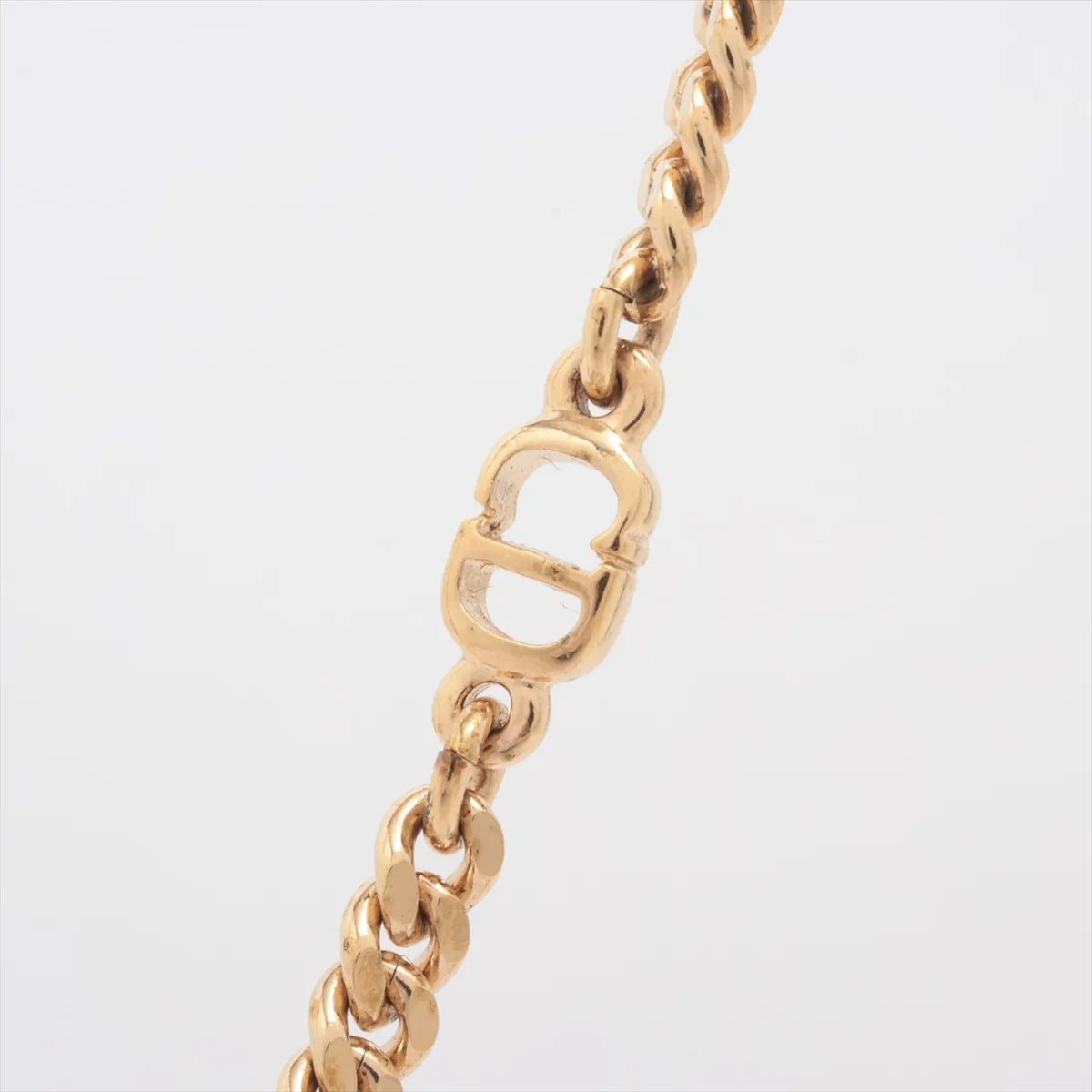 CD logo necklace, GP gold. Shows signs of wear, — view 3