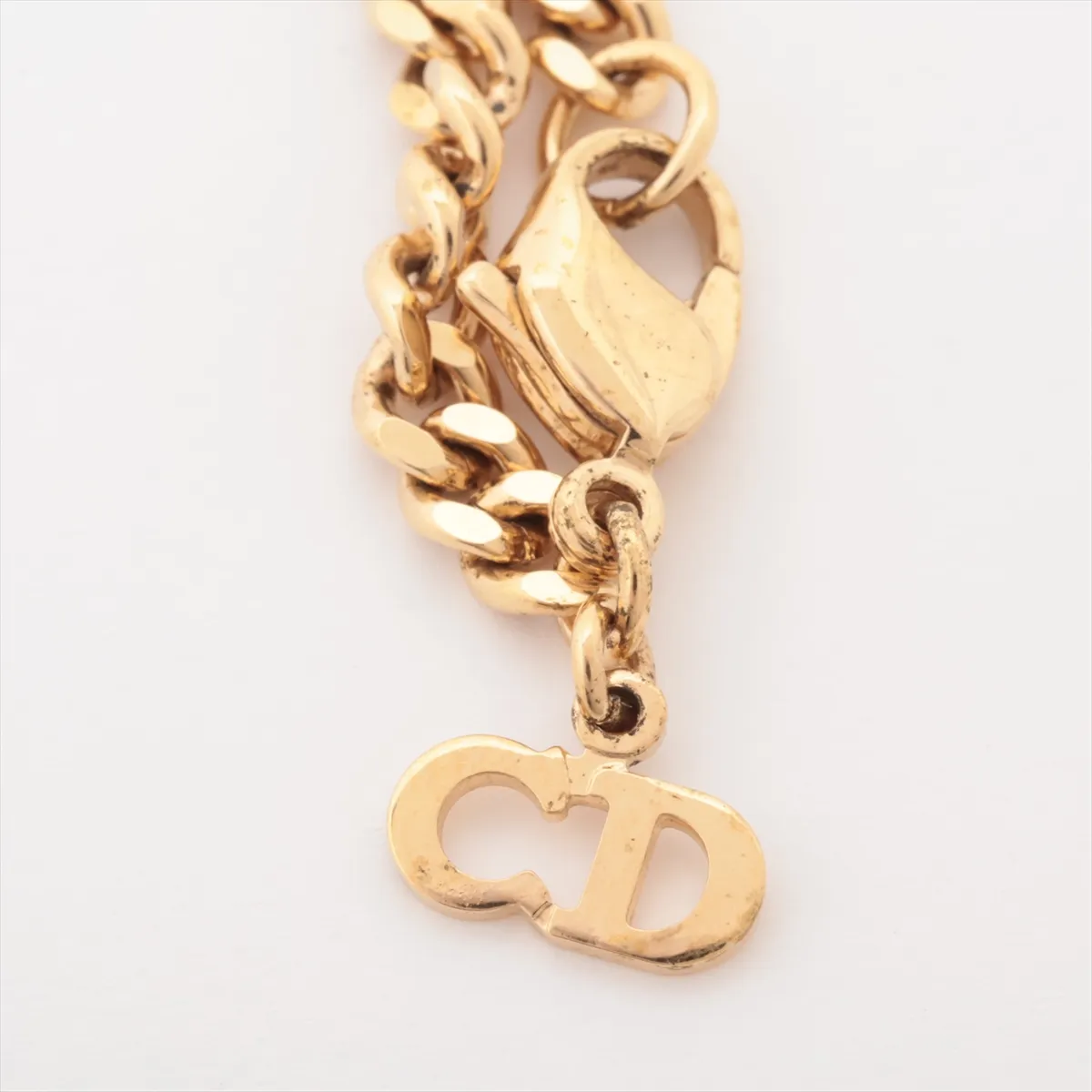 CD logo necklace, GP gold. Shows signs of wear, — view 5