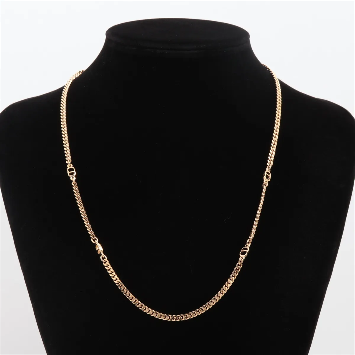 CD logo necklace, GP gold. Shows signs of wear, — view 6