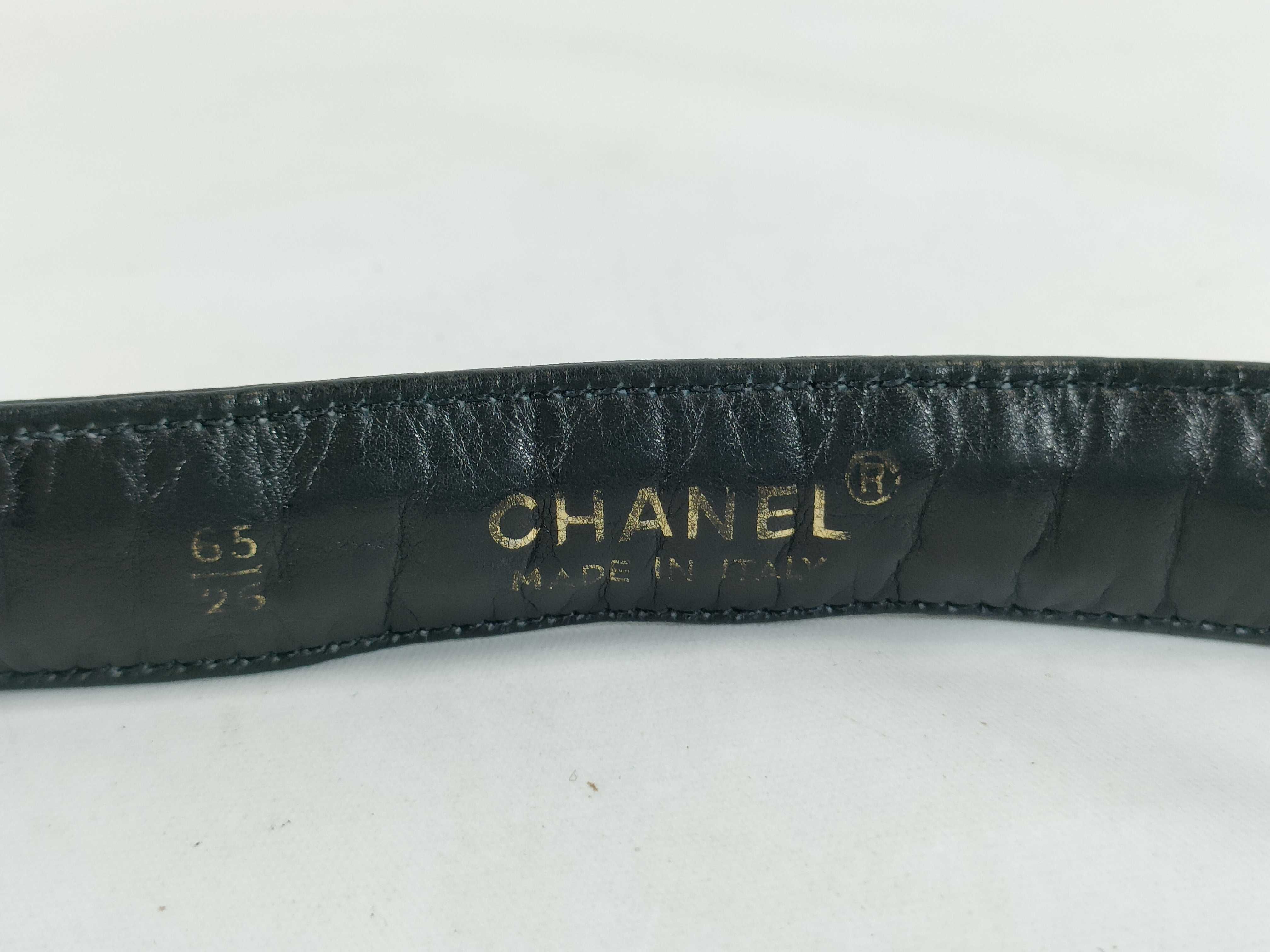 Chain Leather Belt in Black and Gold Color — view 4