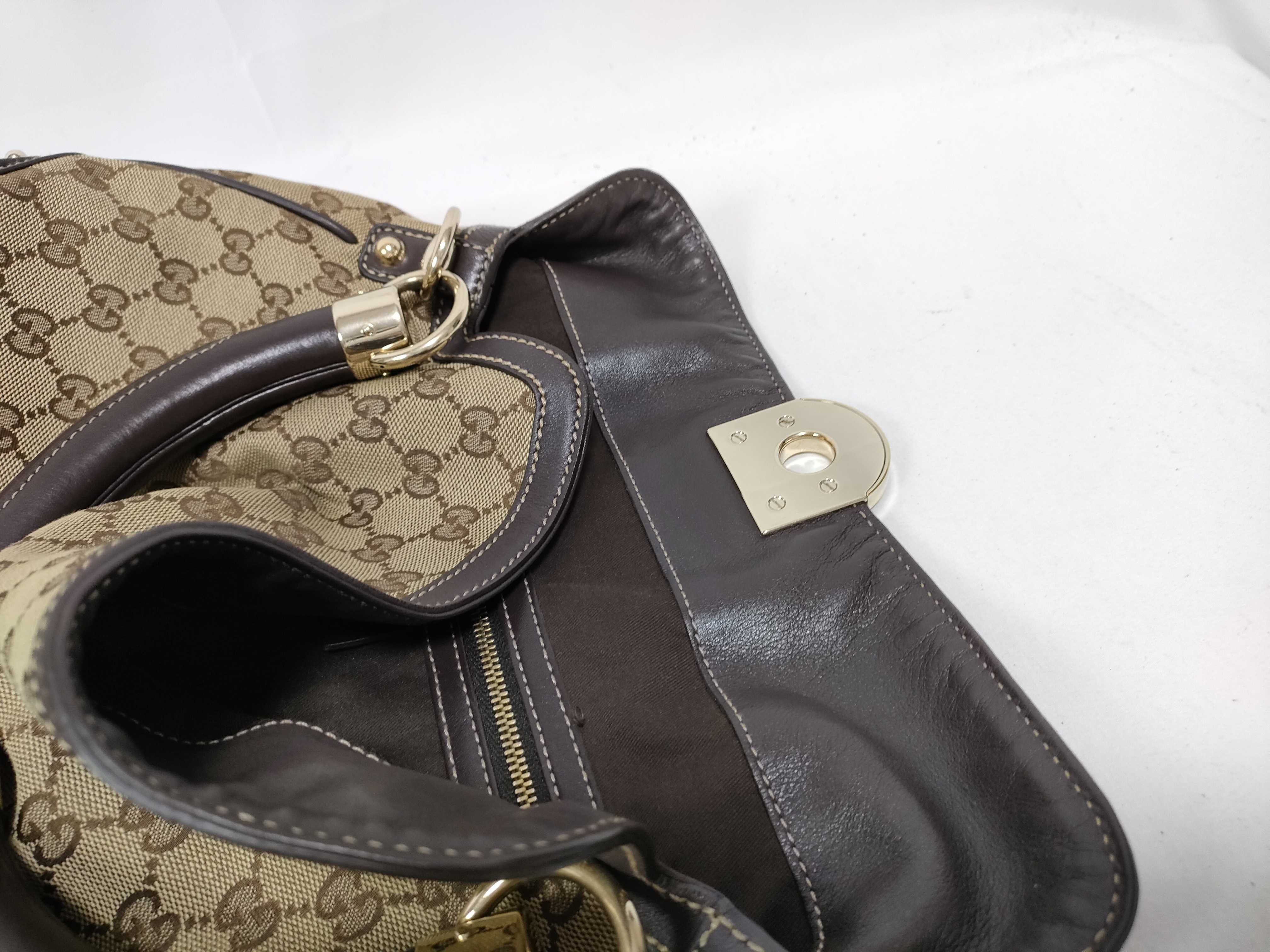 Brown GG Canvas Vintage Bamboo Sushi Single-Shoulder Bag with Long Shoulder Strap — view 9