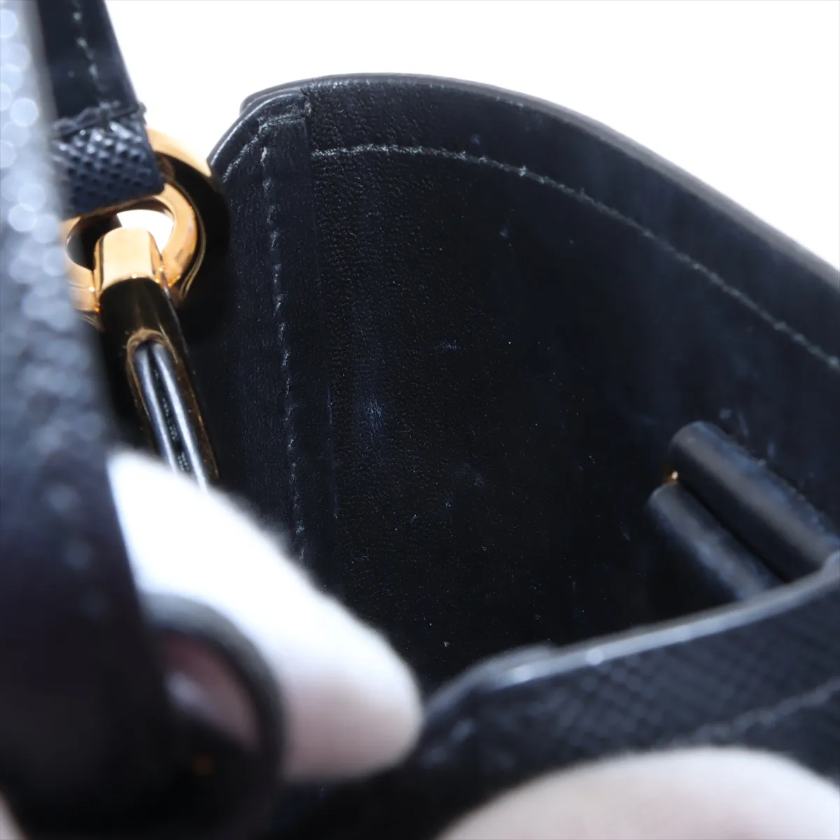 Saffiano Leather 2WAY Handbag Black — view 14