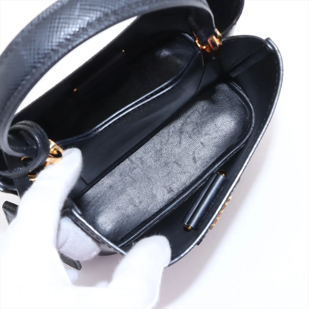 Saffiano Leather 2WAY Handbag Black — view 8