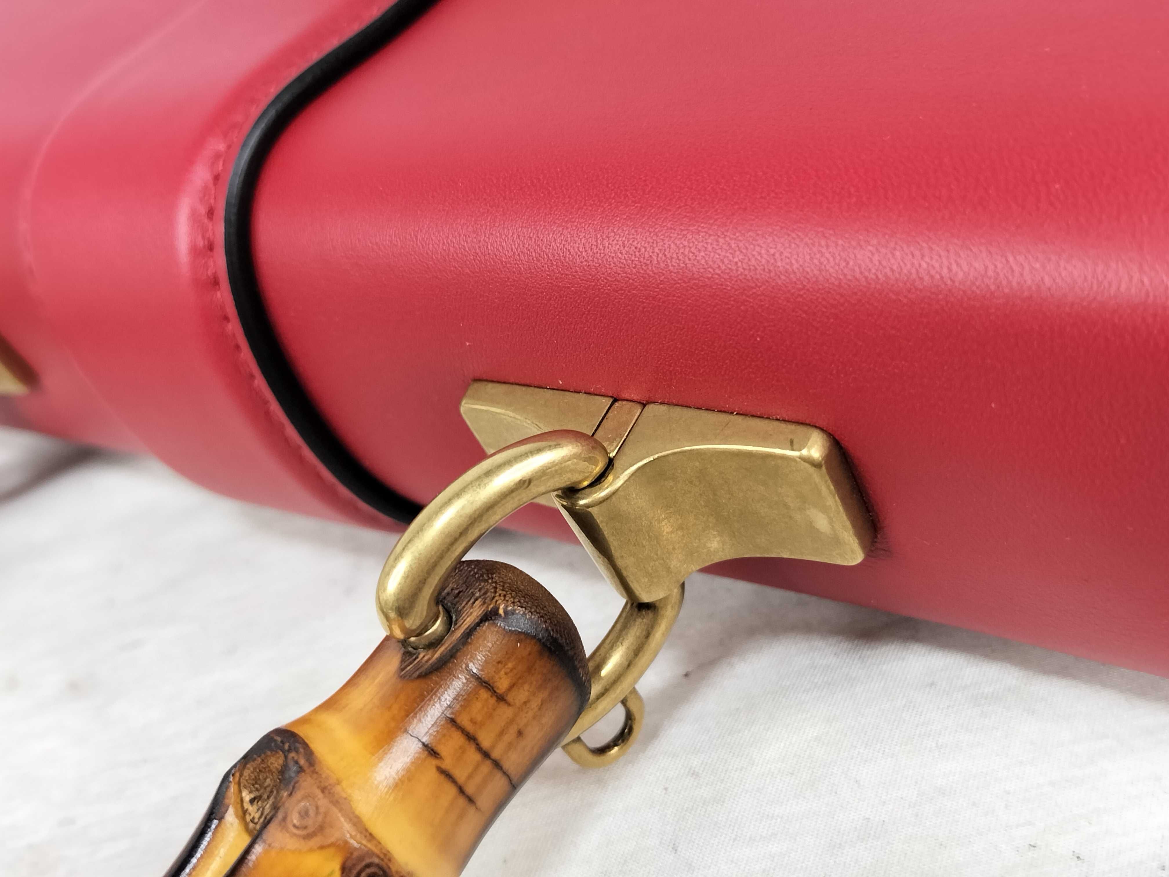 Bamboo Dionysus Leather 2-Way Handbag, Red, 448075 (Handbag) — view 5