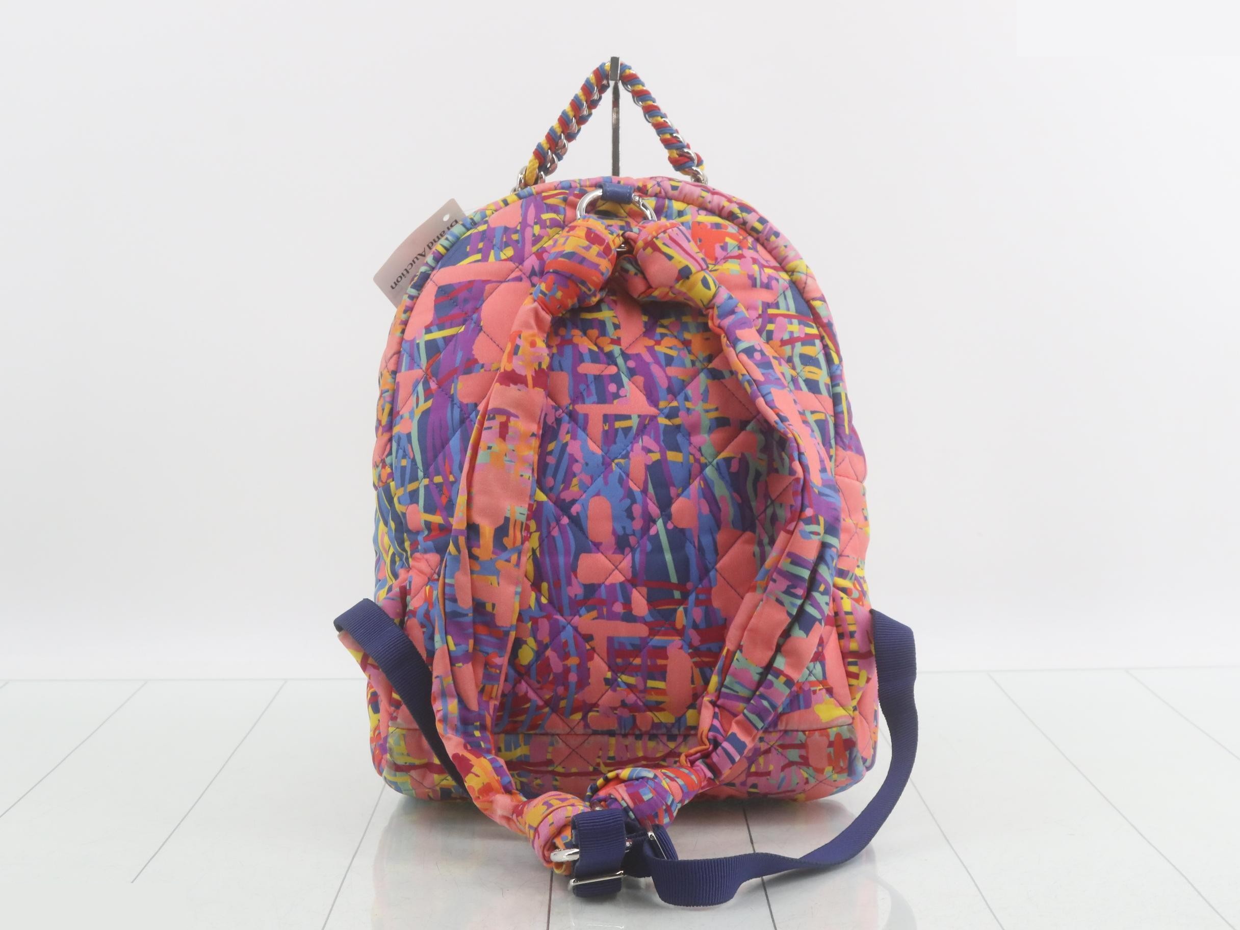 Coco Mark Canvas Backpack, Multicolor, Silver Hardware, 2545 — view 2