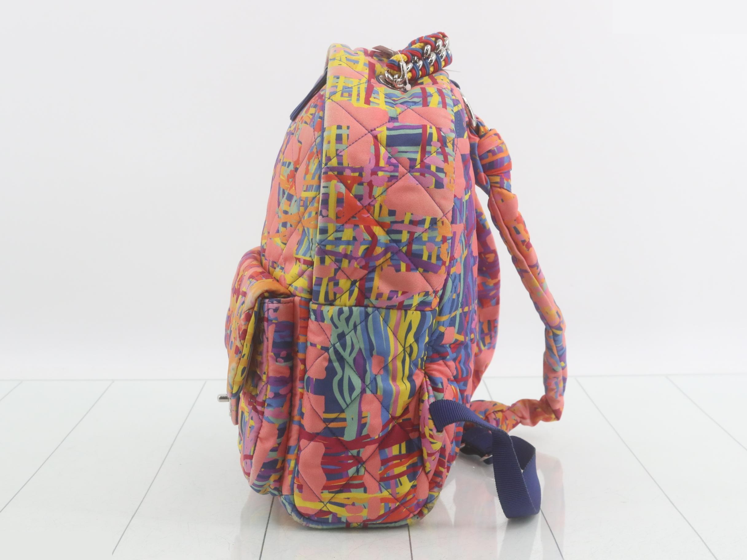 Coco Mark Canvas Backpack, Multicolor, Silver Hardware, 2545 — view 3
