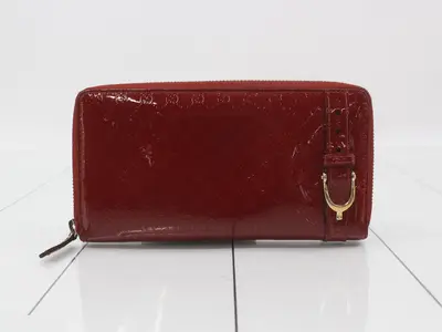 Microguccissima (bag), round zipper long wallet, red