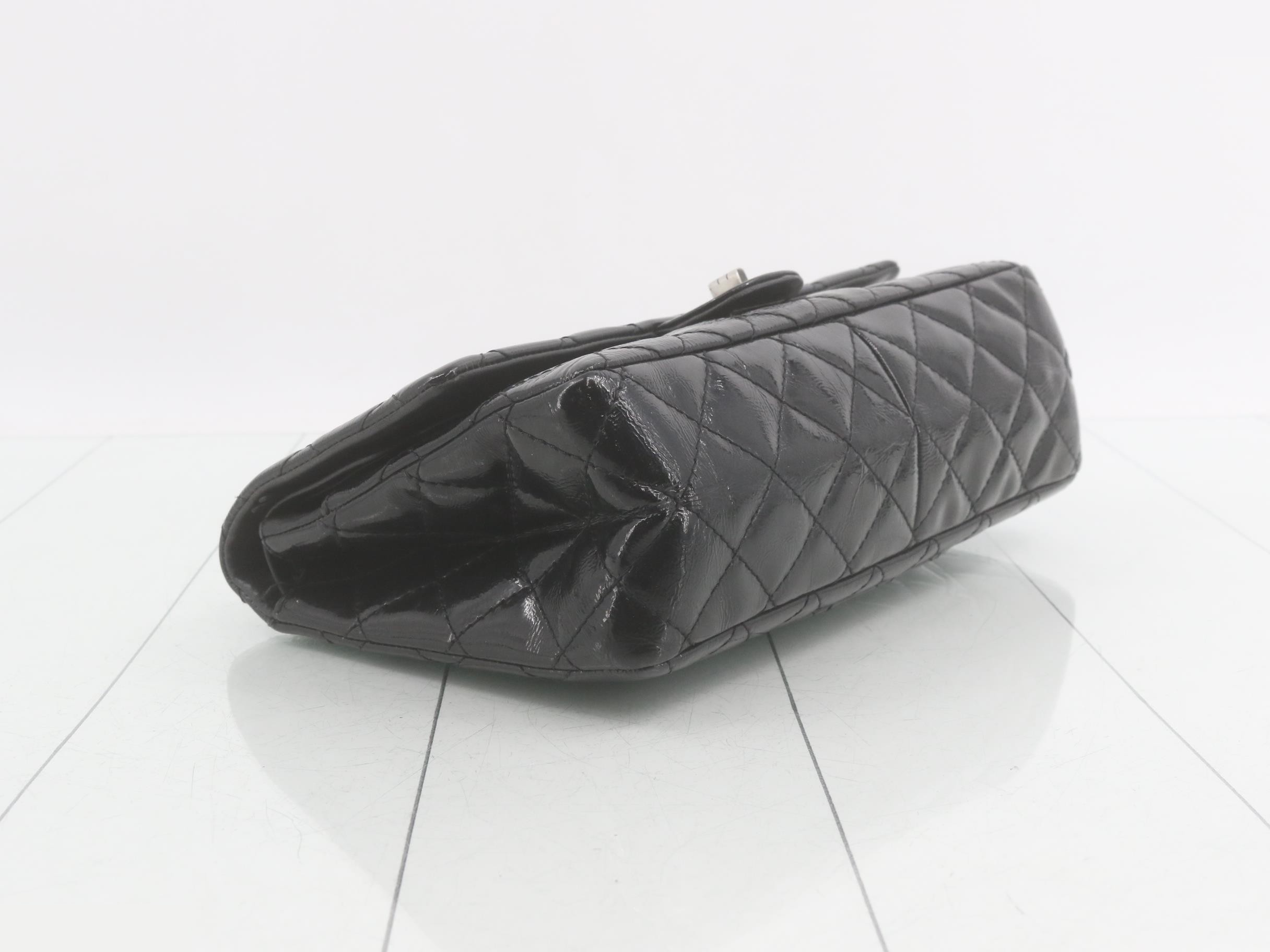 2.55 Patent Double Flap Chain Shoulder Bag, Black — view 5
