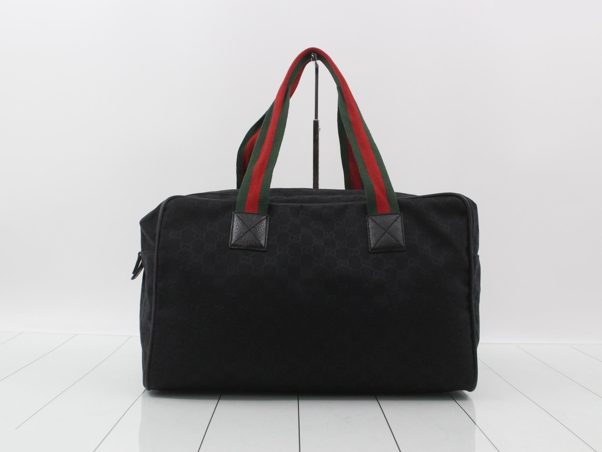 GG Canvas Duffle Bag, Sherry, Black, Silver Hardware, 41 x 29 x 25 cm — view 2