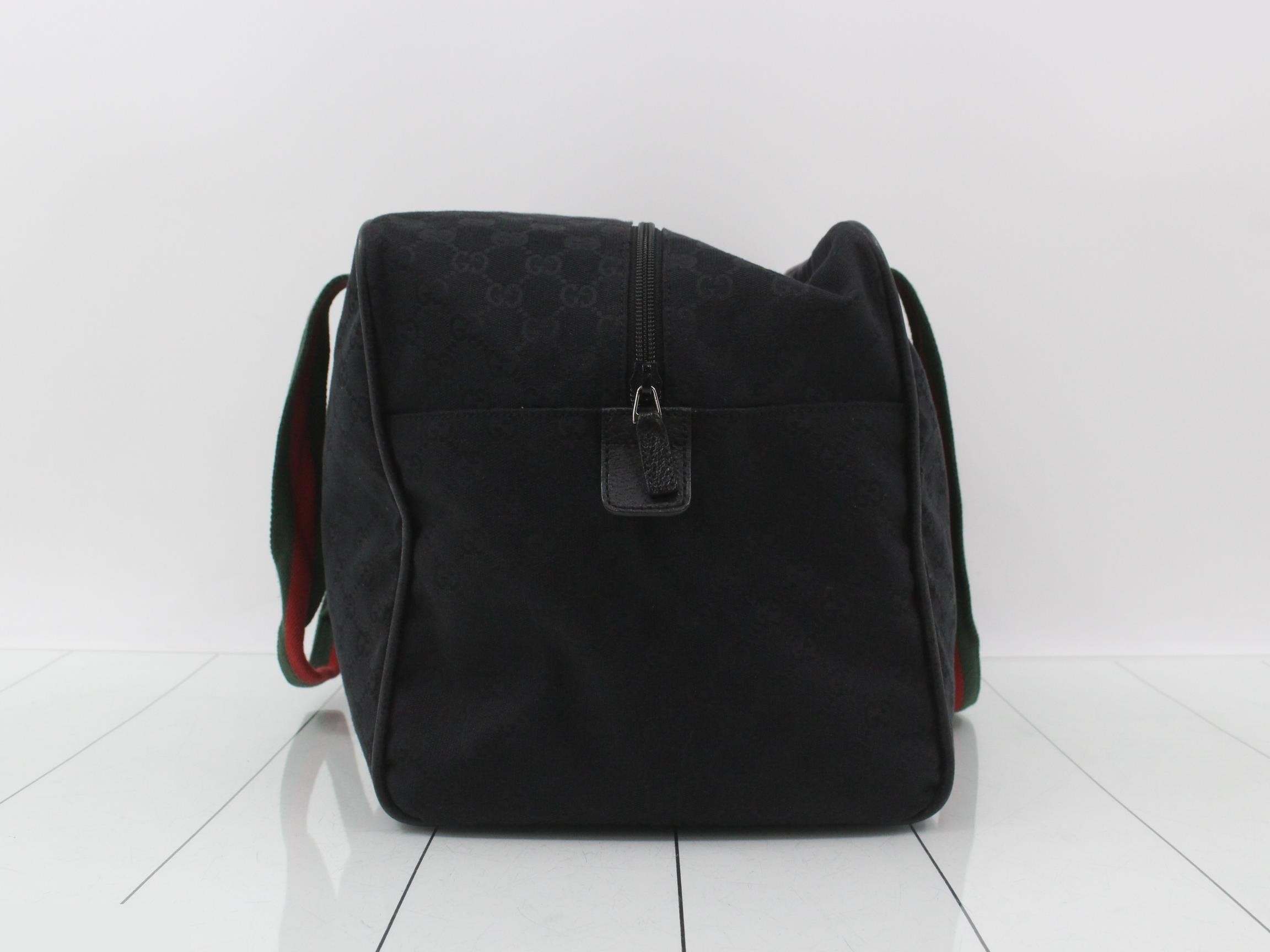 GG Canvas Duffle Bag, Sherry, Black, Silver Hardware, 41 x 29 x 25 cm — view 3