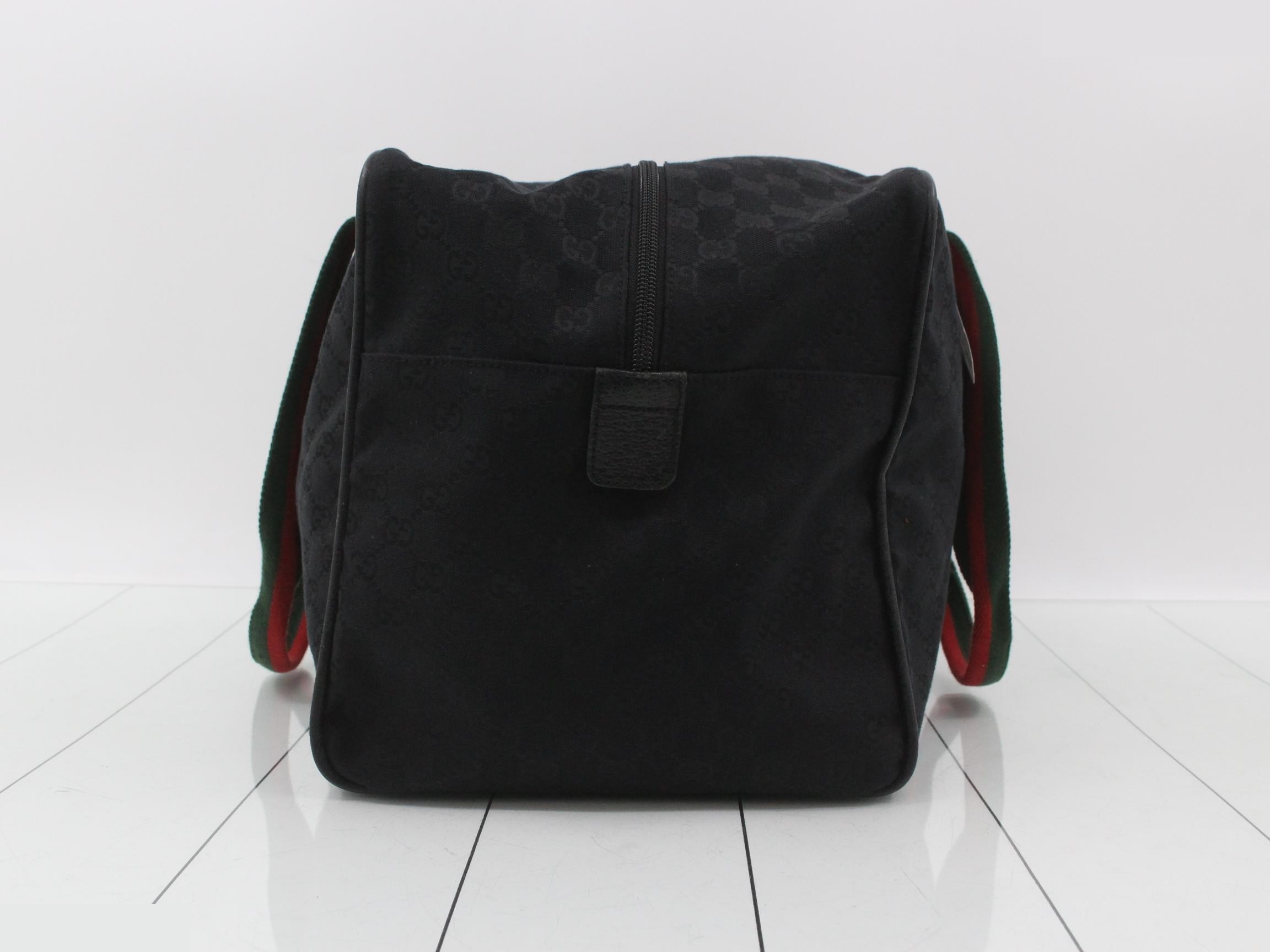 GG Canvas Duffle Bag, Sherry, Black, Silver Hardware, 41 x 29 x 25 cm — view 4