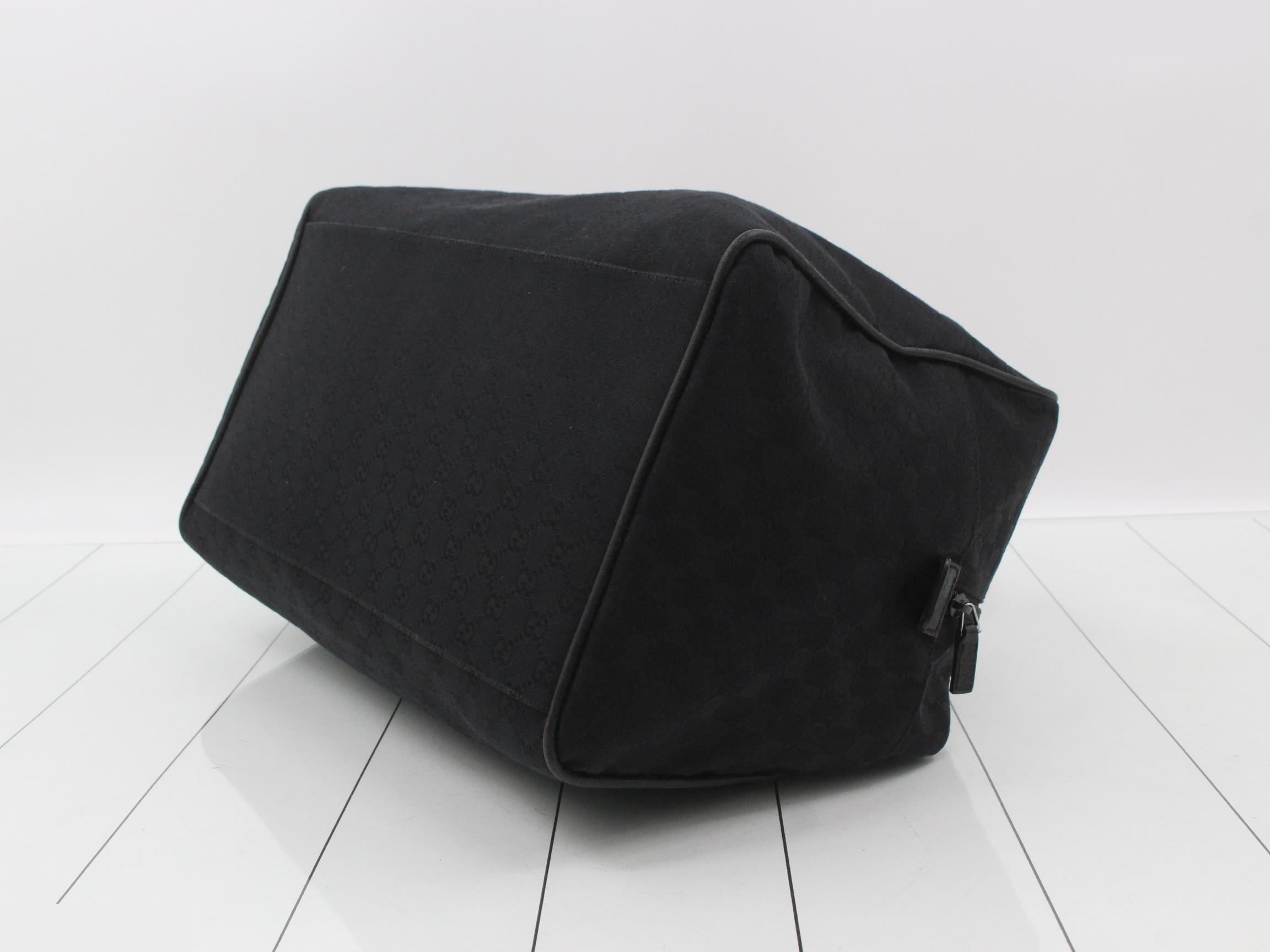 GG Canvas Duffle Bag, Sherry, Black, Silver Hardware, 41 x 29 x 25 cm — view 6