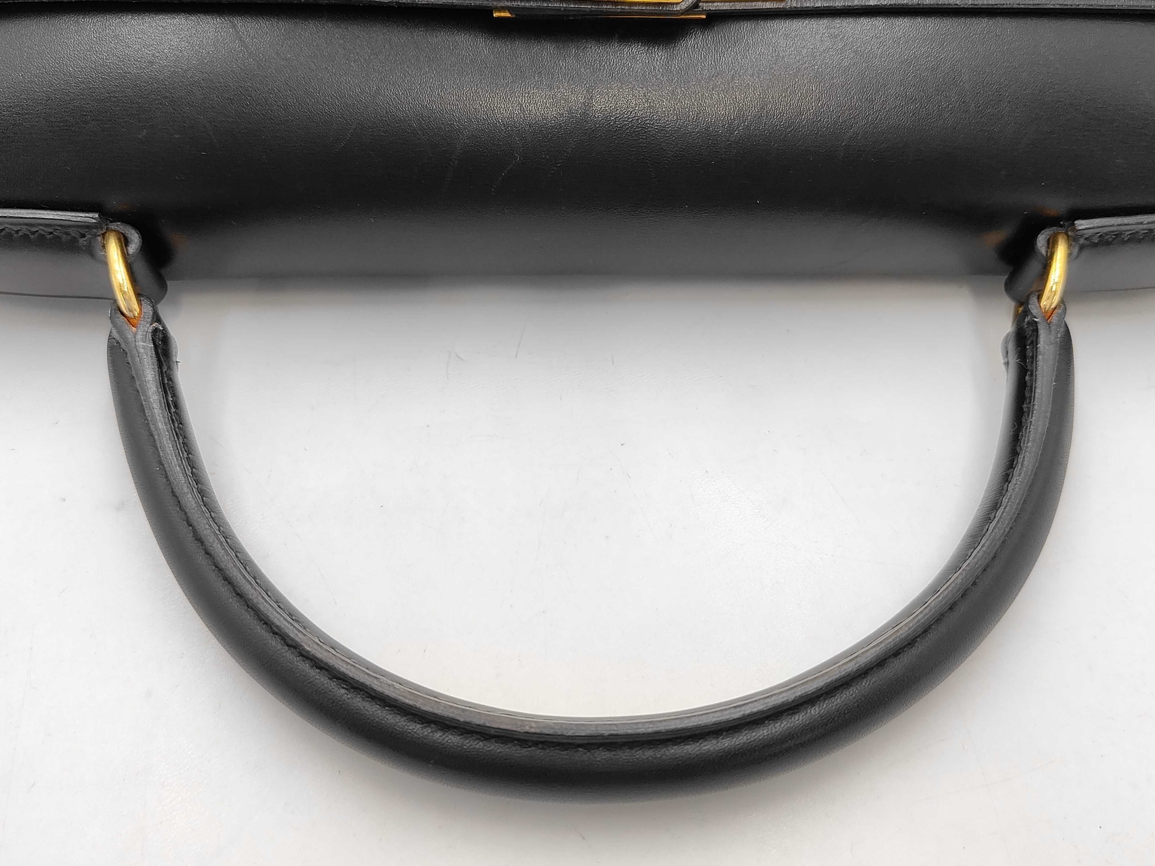 Kelly 32 Black Box Calf Leather Gold Hardware External Stitching Y Stamp Handbag — view 5