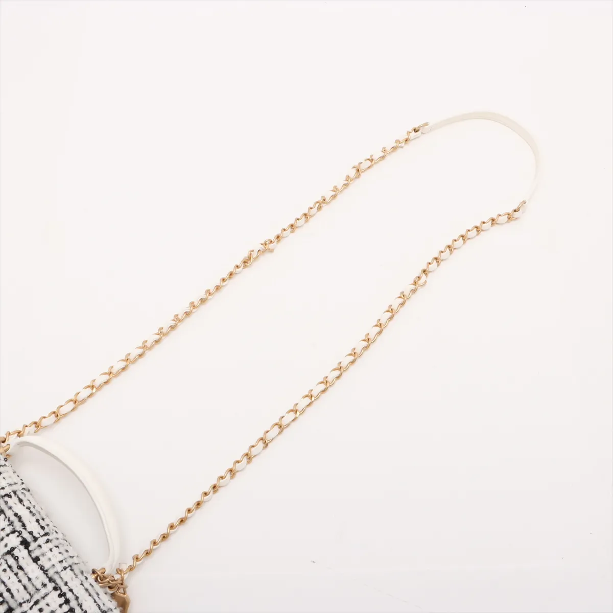 Cocomark Tweed x Sequins 2WAY Shoulder Bag White x Black Gold Hardware XH6GHT8A Random Plate — view 7