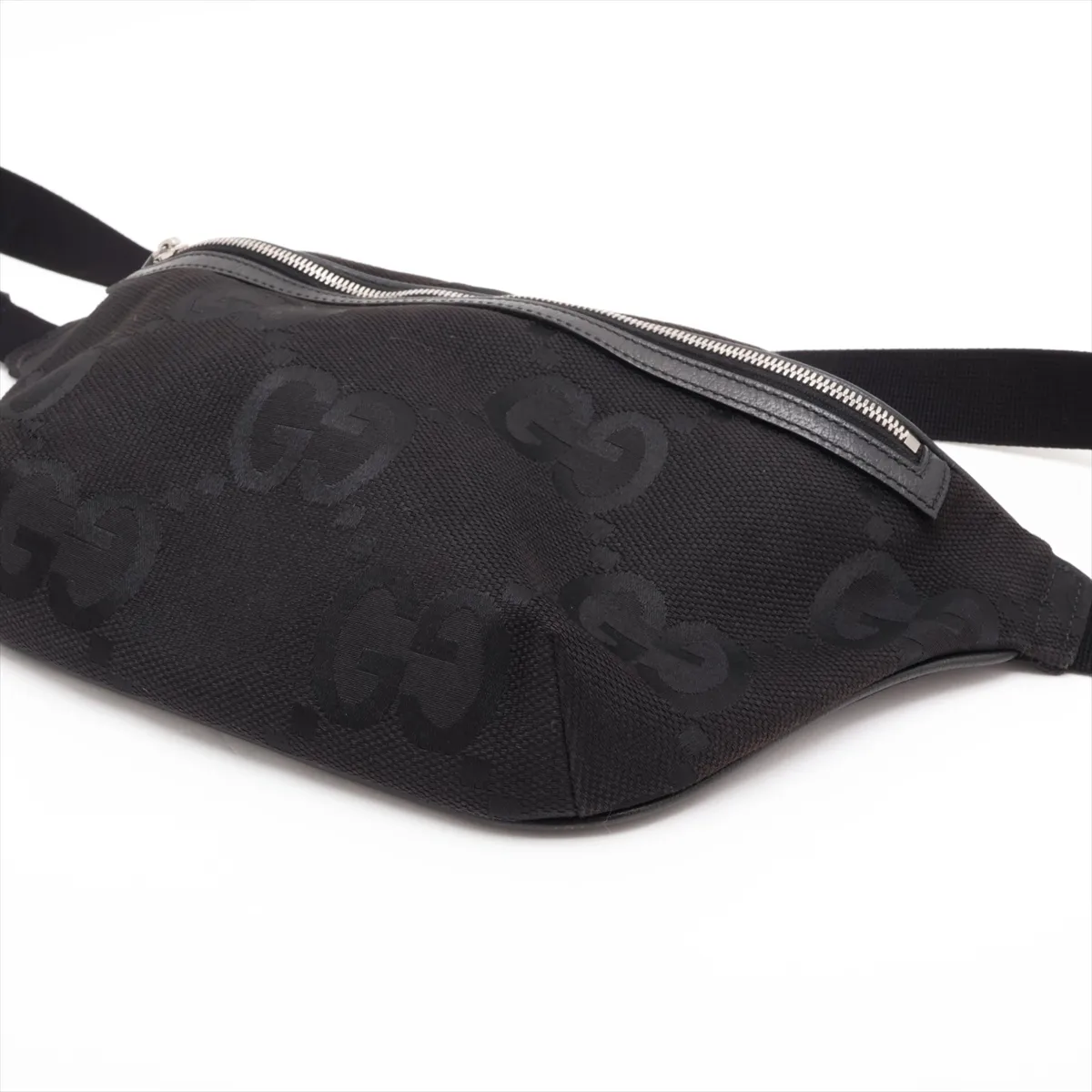 Jumbo GG Canvas x Leather Body Bag, Black, 696031 — view 3