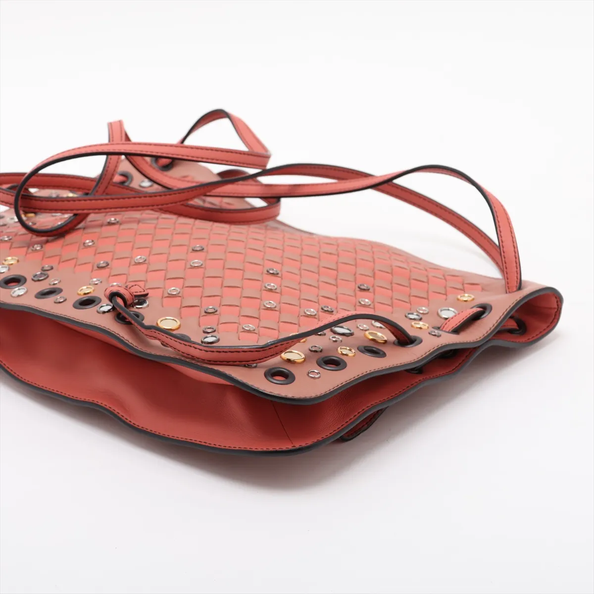 Intrecciato Leather Shoulder Bag, Pink — view 3