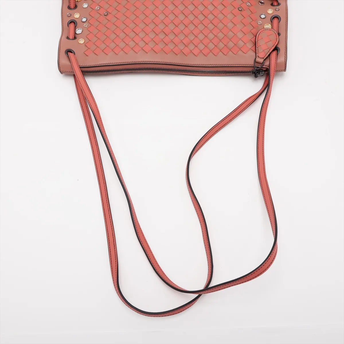 Intrecciato Leather Shoulder Bag, Pink — view 5