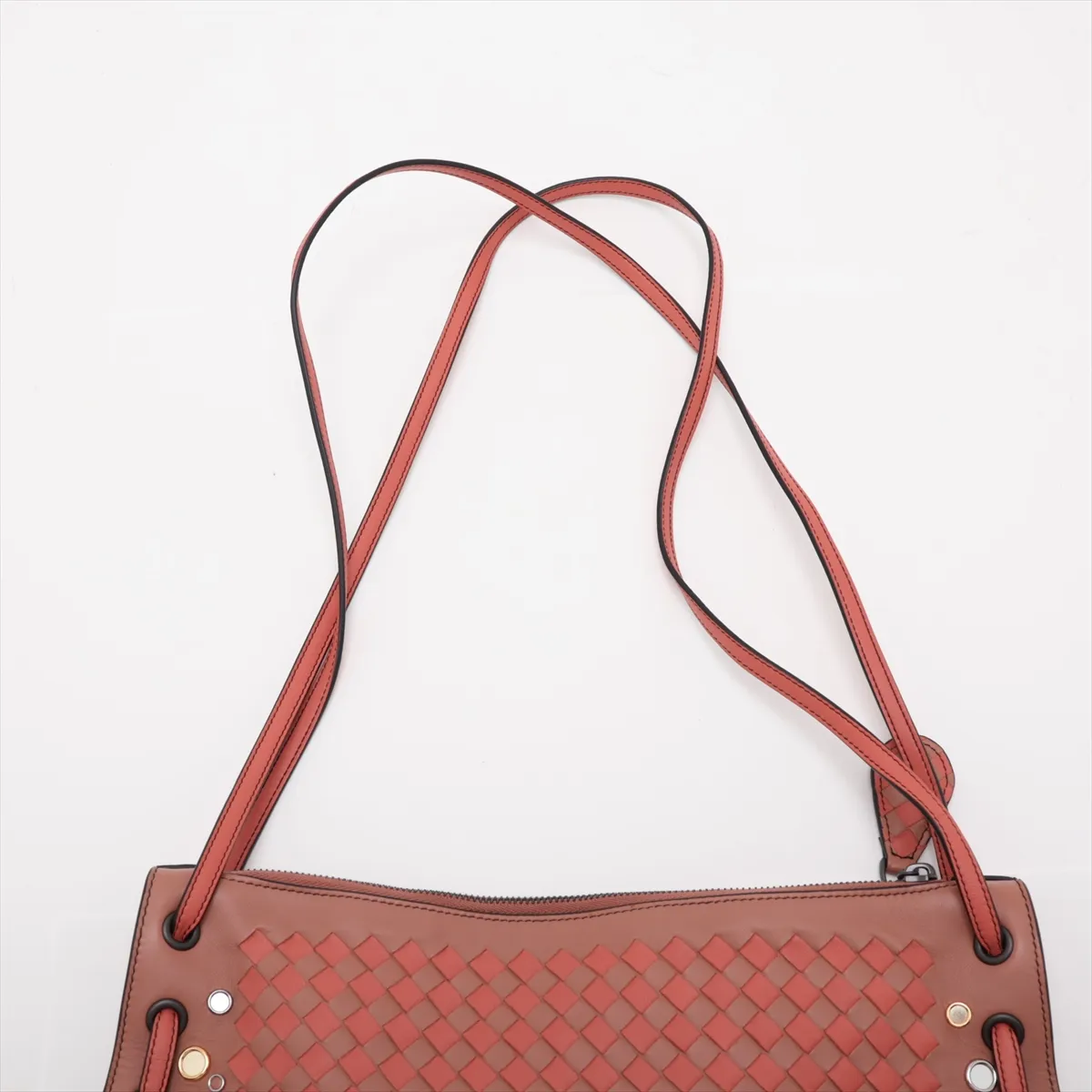Intrecciato Leather Shoulder Bag, Pink — view 6